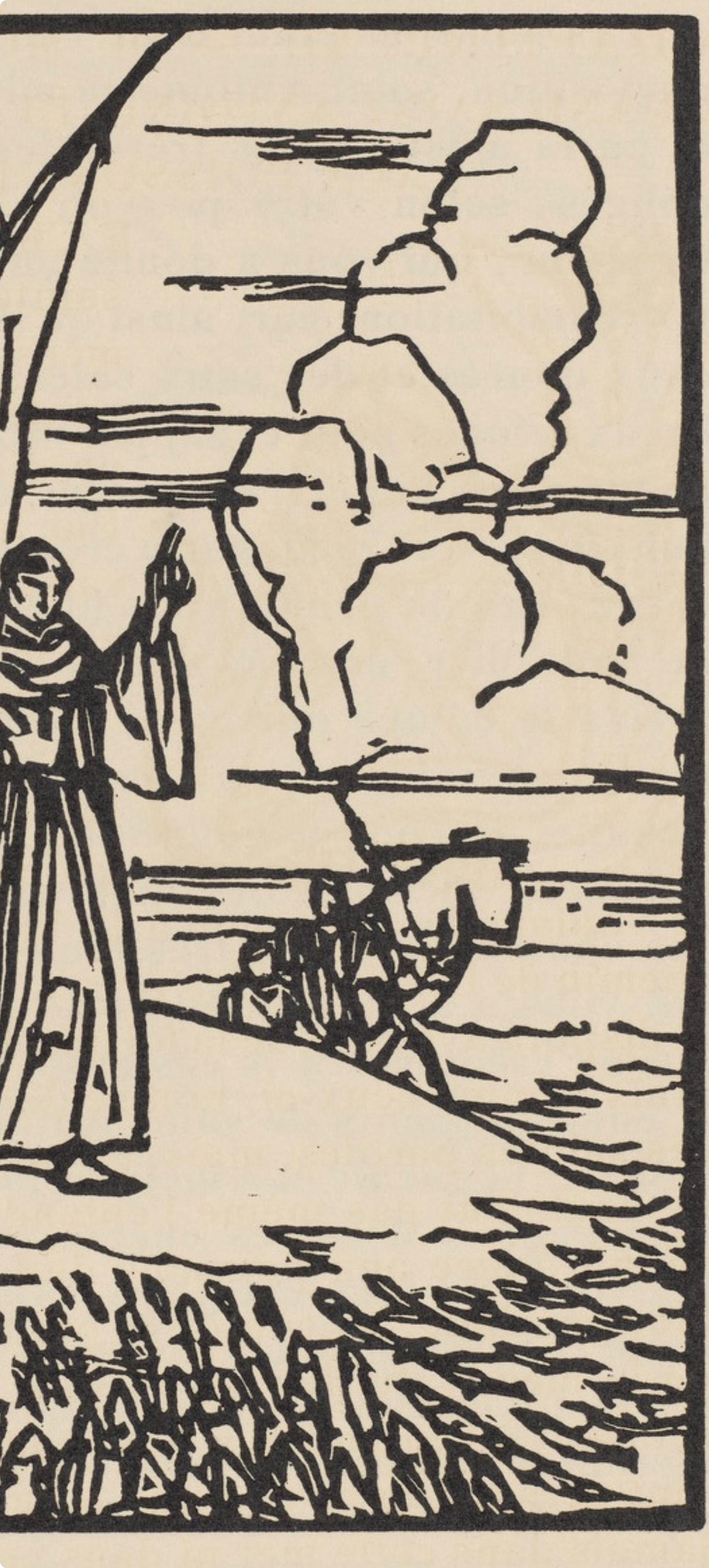 Émile Bernard, Composition (Morane, No. 100), Les Petites Fleurs de St. Françoise, Limited Edition Woodcut