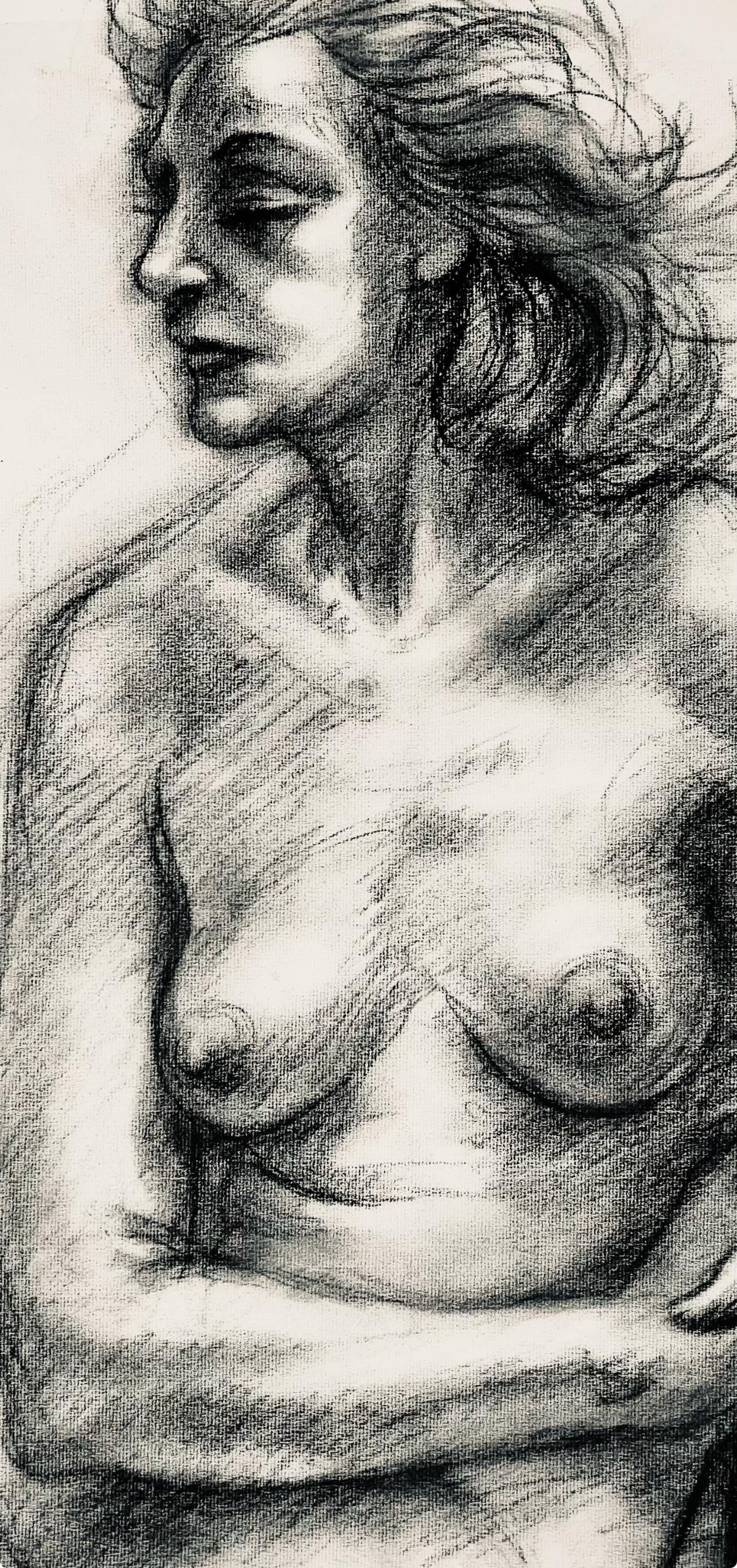 Ian Hornak, Renaissance Female Nude Figure Study, 1963, Original Drawing
