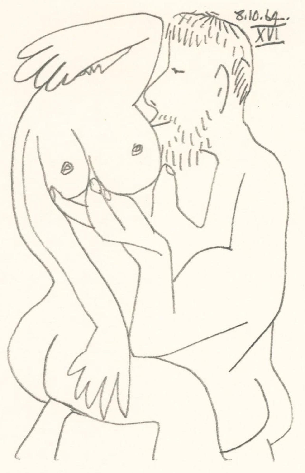 Pablo Picasso, Composition, Le Goût du Bonheur (Cramer 148; Bloch 2013), Limited Edition Mixed Media Lithograph