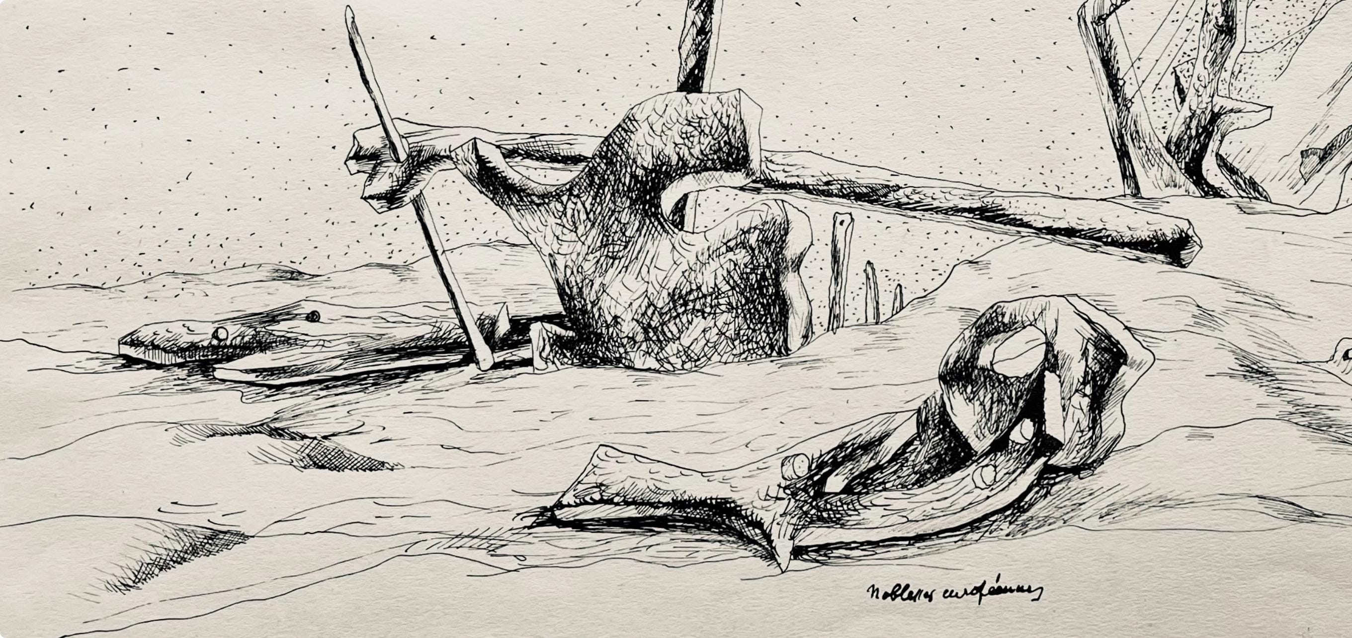 Jean Lurçat, noblesses européennes, huit dessins à la plume, Limited Edition Lithograph