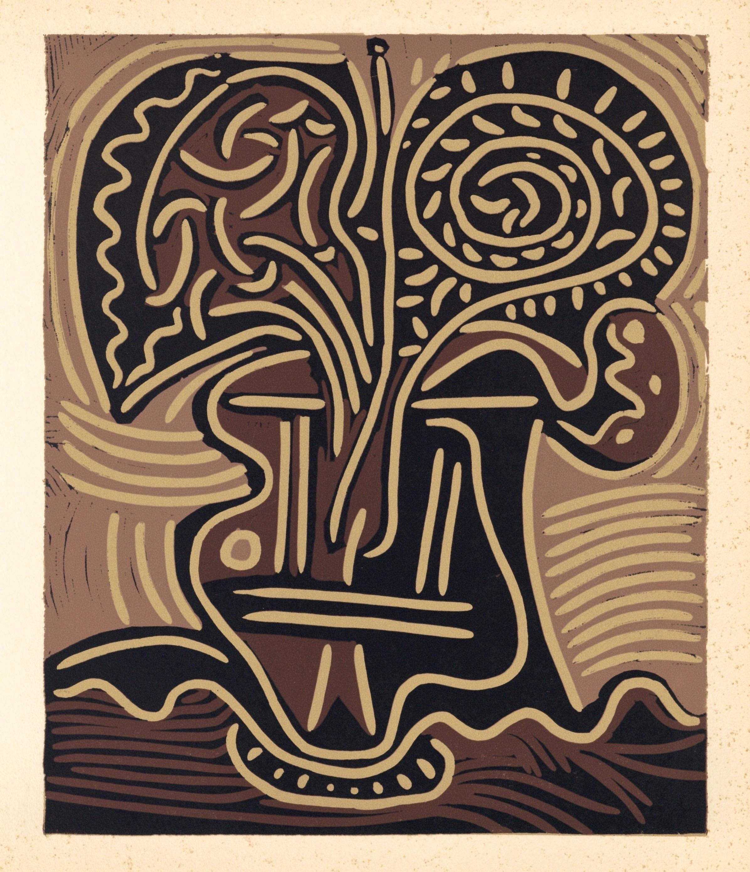 Pablo Picasso, Bouquet in a Vase (Orozco 214), Grabados al linóleo, Limited Edition Linocut