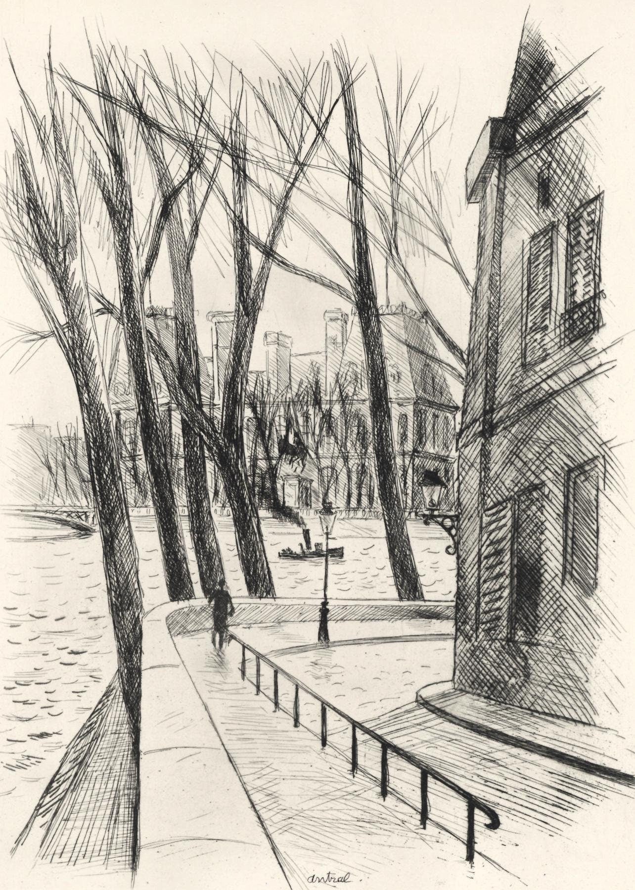 Robert Louis Antral, L'Hôtel de Ville, A La gloire à Paris, Limited Edition Etching