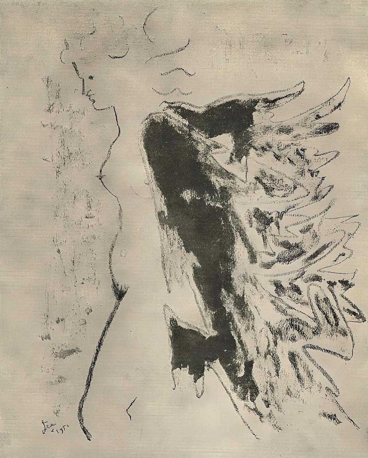 Jean Cocteau, Composition, Sous le Manteau de Feu, Limited Edition Lithograph