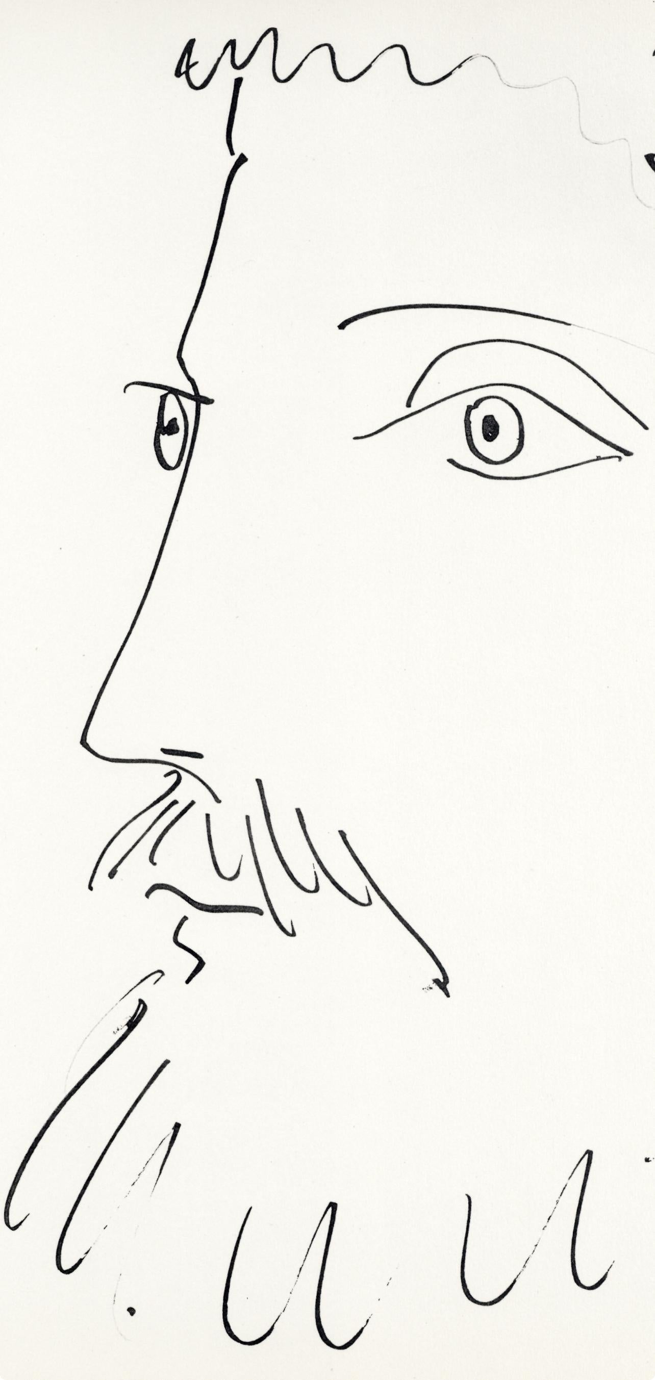 Pablo Picasso, Visage d'homme, profil gauche (Cramer No. 84), 40 dessins de Picasso en marge du Buffon, Limited Edition Lithograph