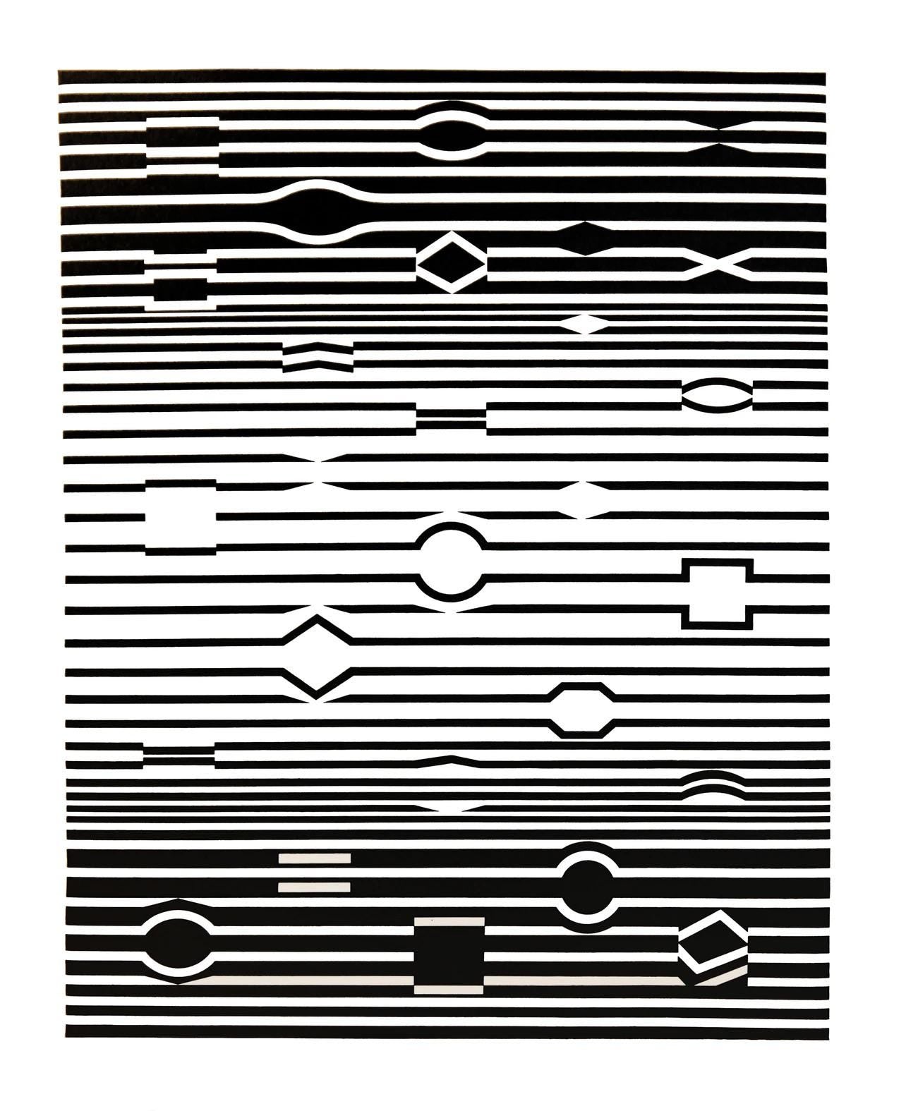 Victor Vasarely, Composition, Ondulatoires, Limited Edition Héliogravure