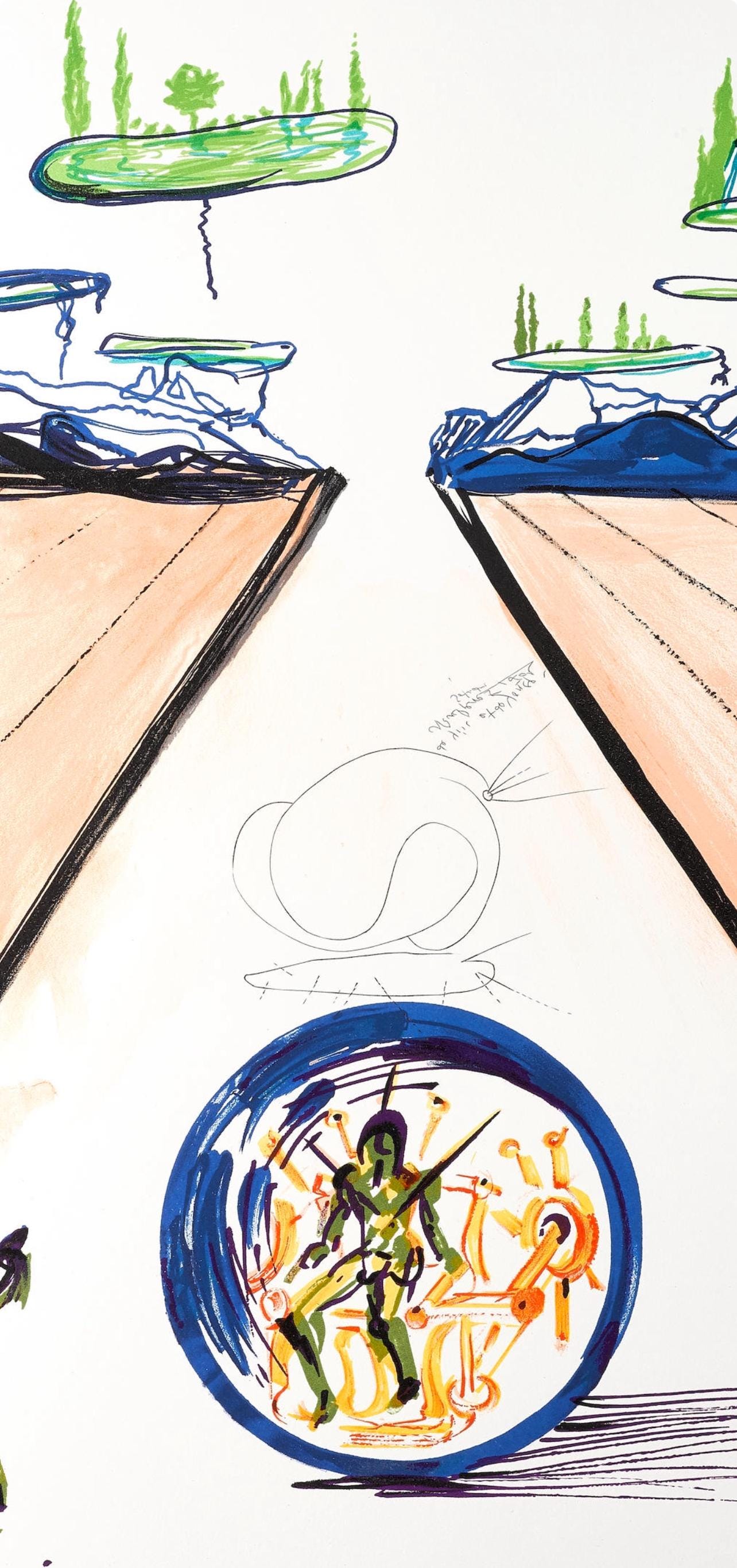 Salvador Dalí, Locomotion paradisiaque intra-utérine (M/L 822-831; Field 75-13), Imaginations et Objets du Futur, Limited Edition Lithograph