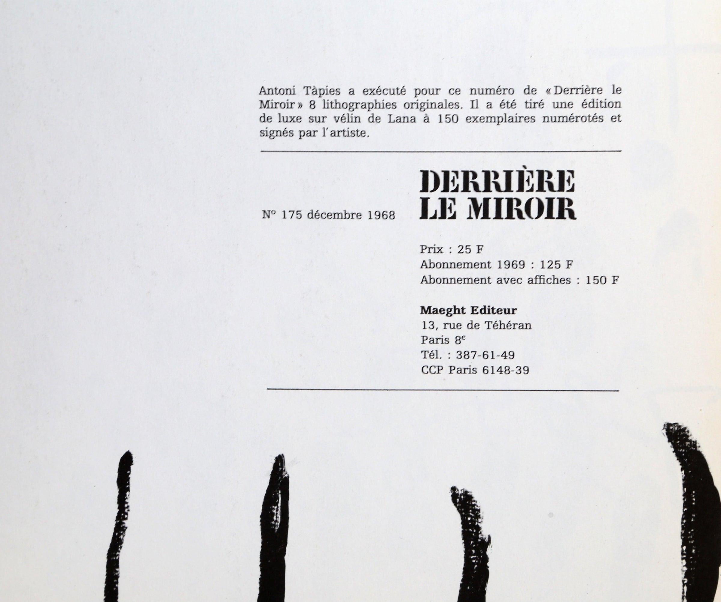 Antoni Tàpies, Composition, Derrière le miroir, Limited Edition Lithograph