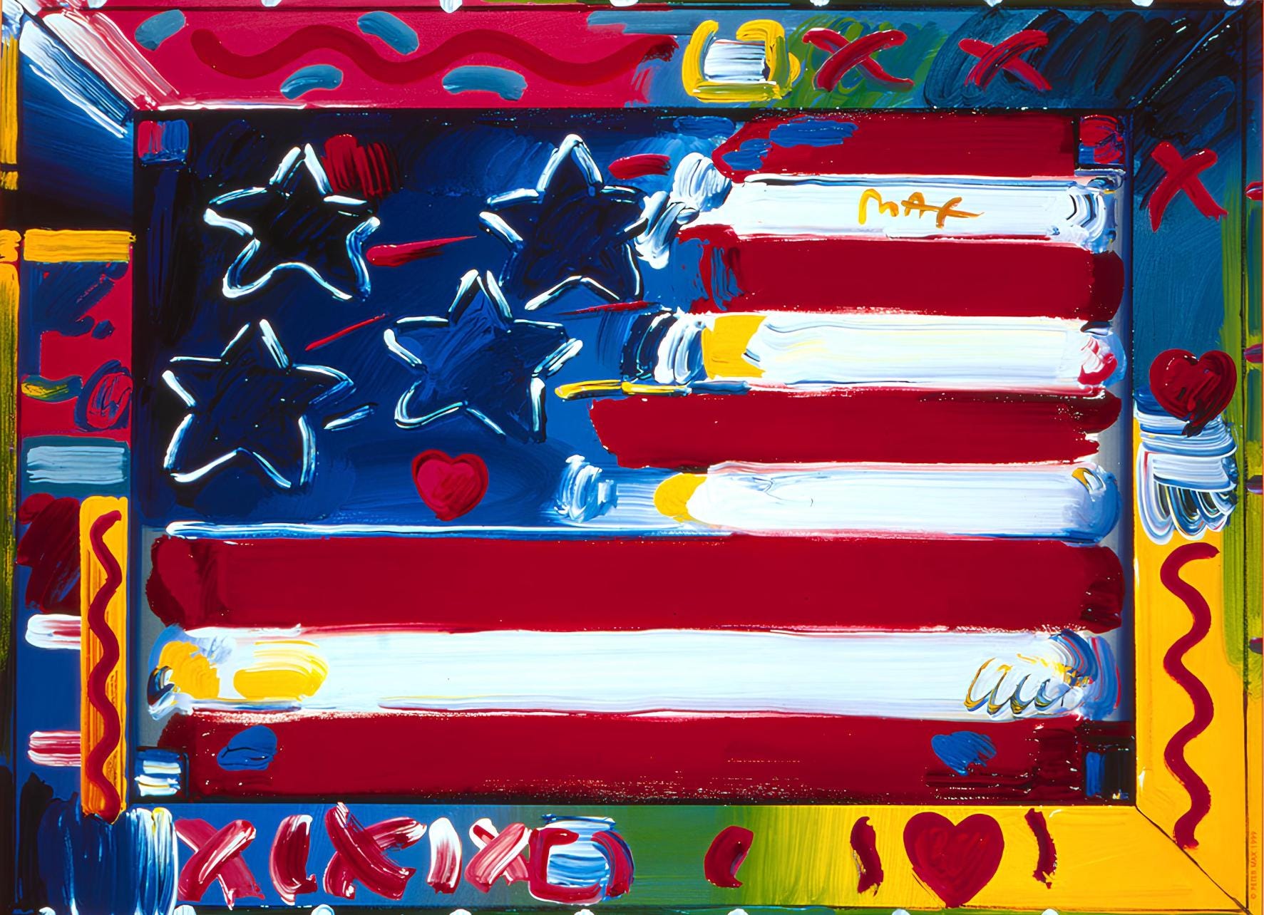 Peter Max, America, 2000, 1999, Hand Signed, Official Edition Offset Lithograph