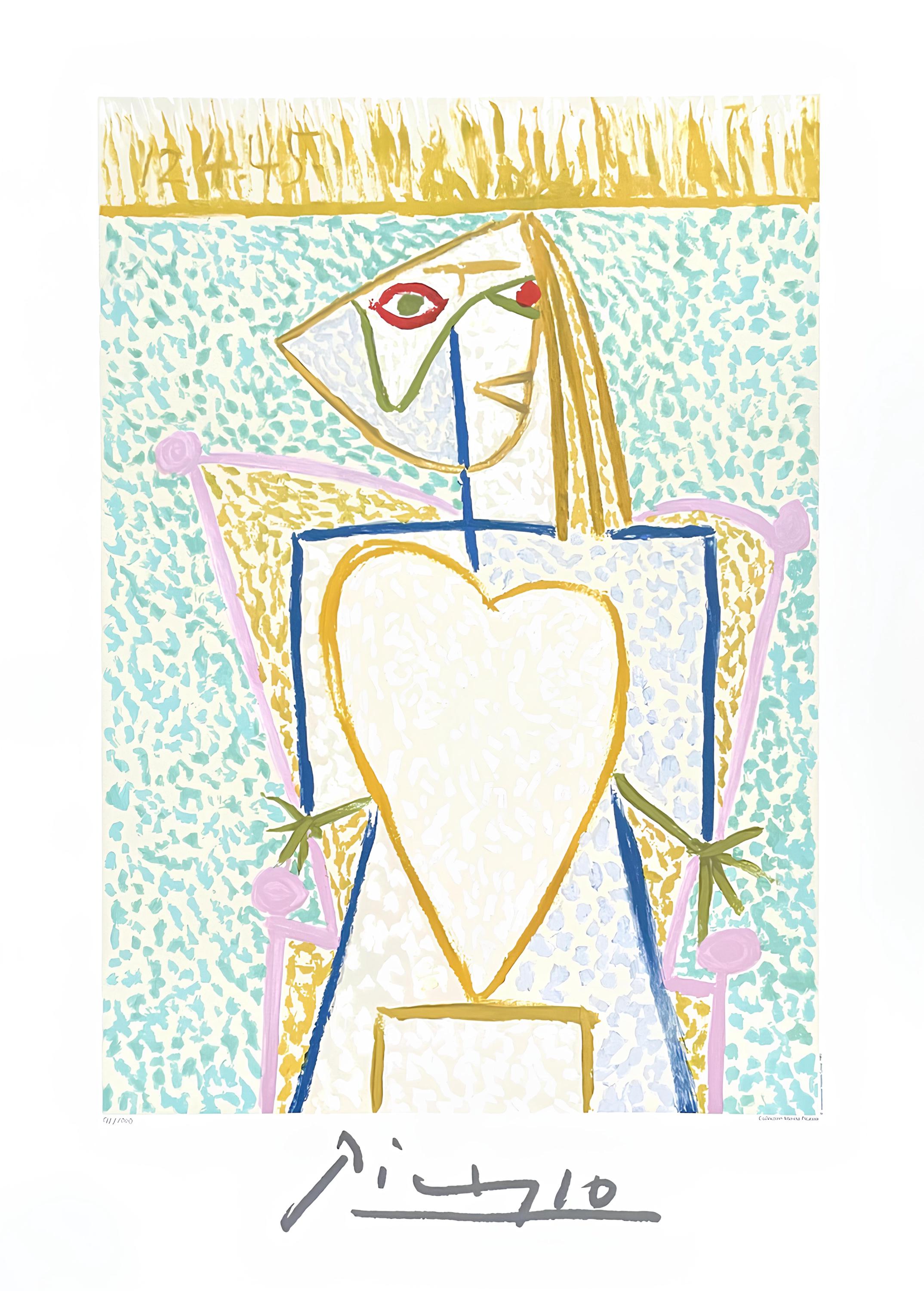 Pablo Picasso, Femme au Buste en Coeur, Marina Picasso Collection, Official Limited Edition Lithograph