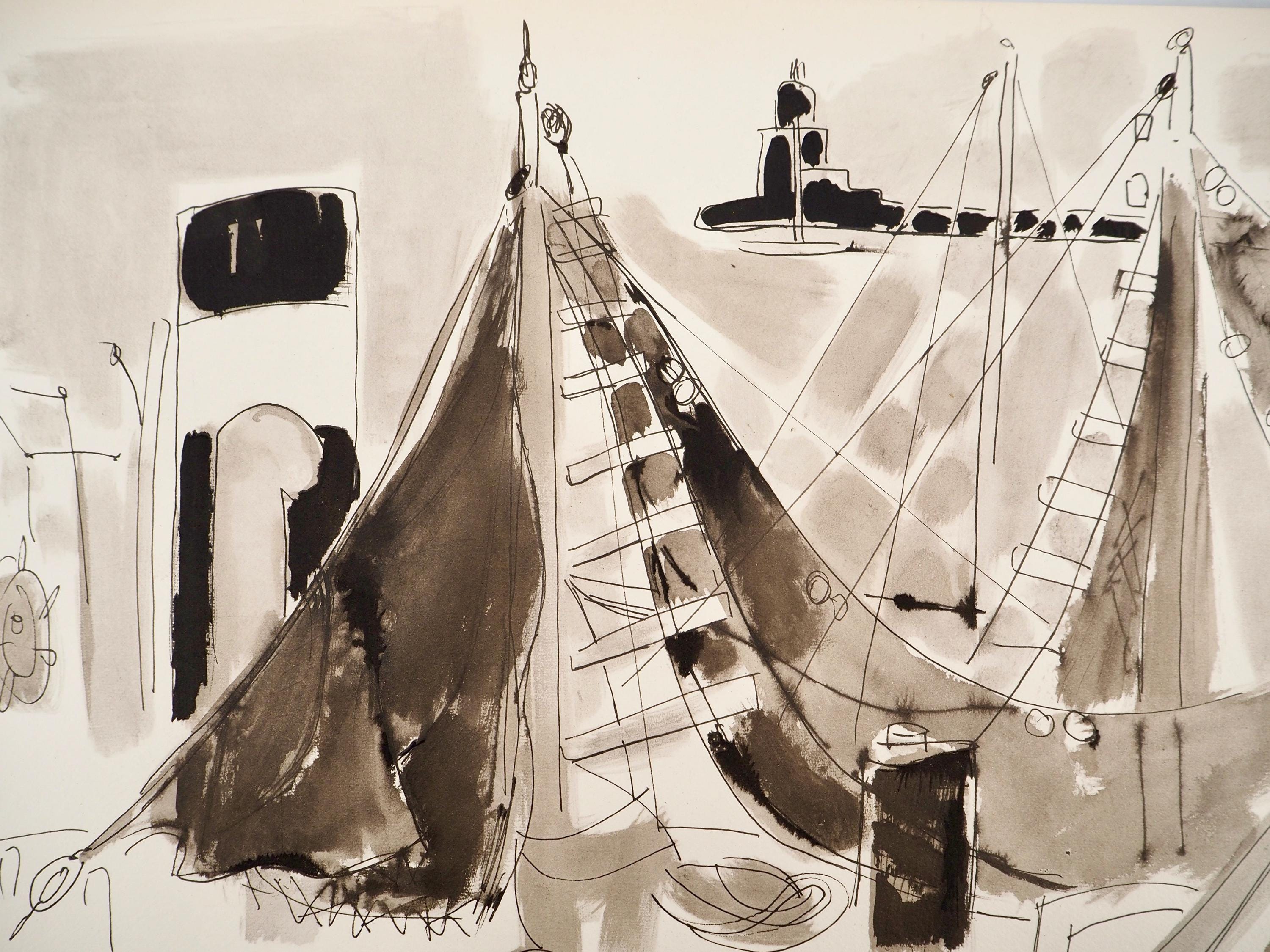 Édouard Pignon, Composition, Arbres et Voiles, Limited Edition Lithograph