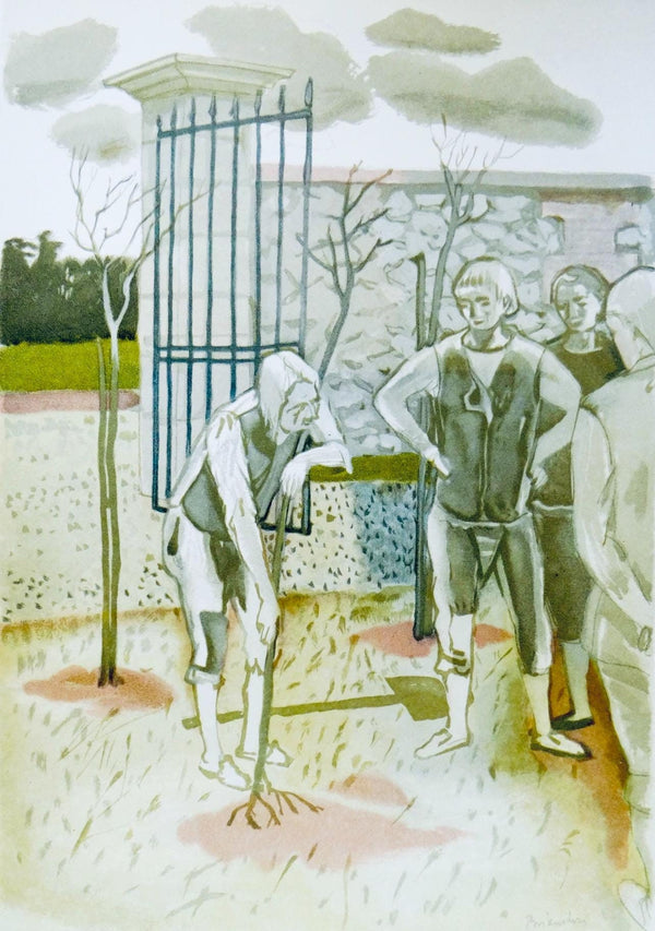 Maurice Brianchon, Le vieillard et les trois jeunes, Vingt fables de La fontaine, Limited Edition Woodcut