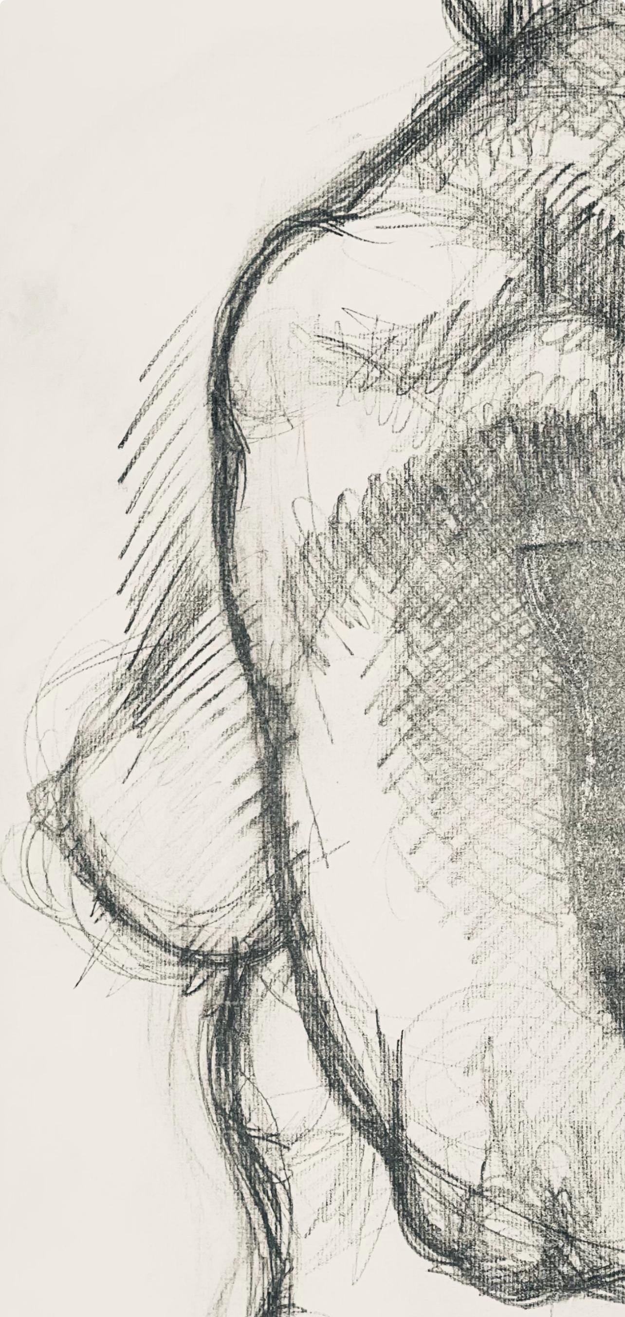 Ian Hornak, Renaissance Female Nude Figure Study, 1963, Original Drawing