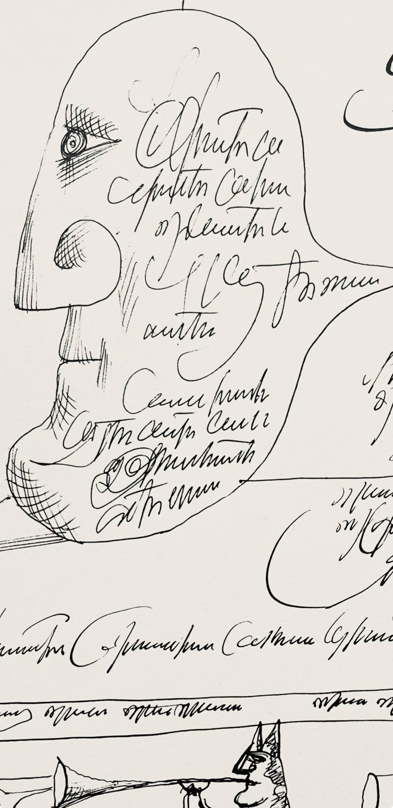 Saul Steinberg, Composition, Derrière le miroir, Limited Edition Lithograph