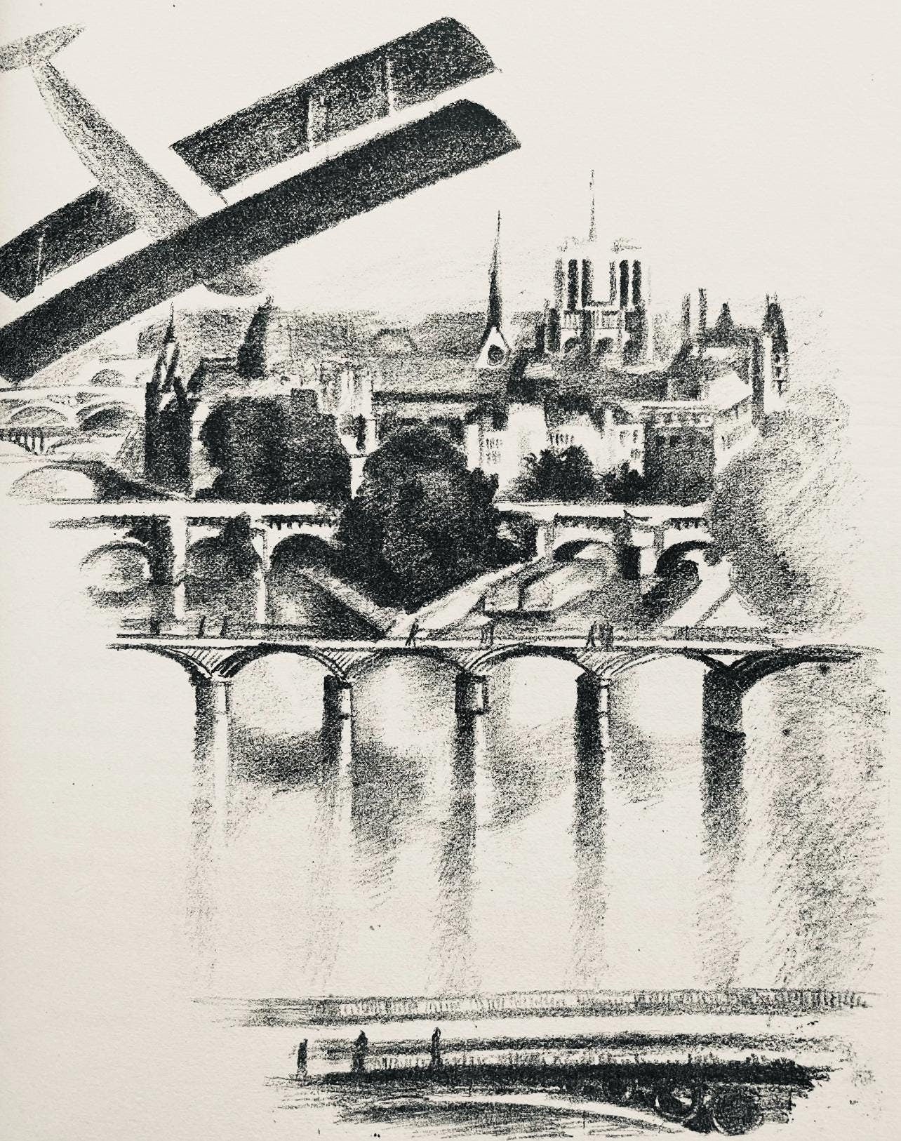 Robert Delaunay, Les ponts de Paris et Notre-Dame (Habasque 720-728), Allo! Paris!, Limited Edition Lithograph