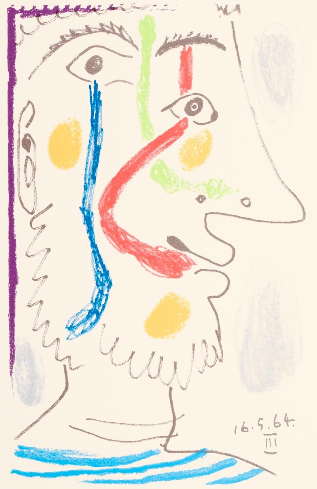 Pablo Picasso, Composition, Le Goût du Bonheur (Cramer 148; Bloch 2013), Limited Edition Mixed Media Lithograph