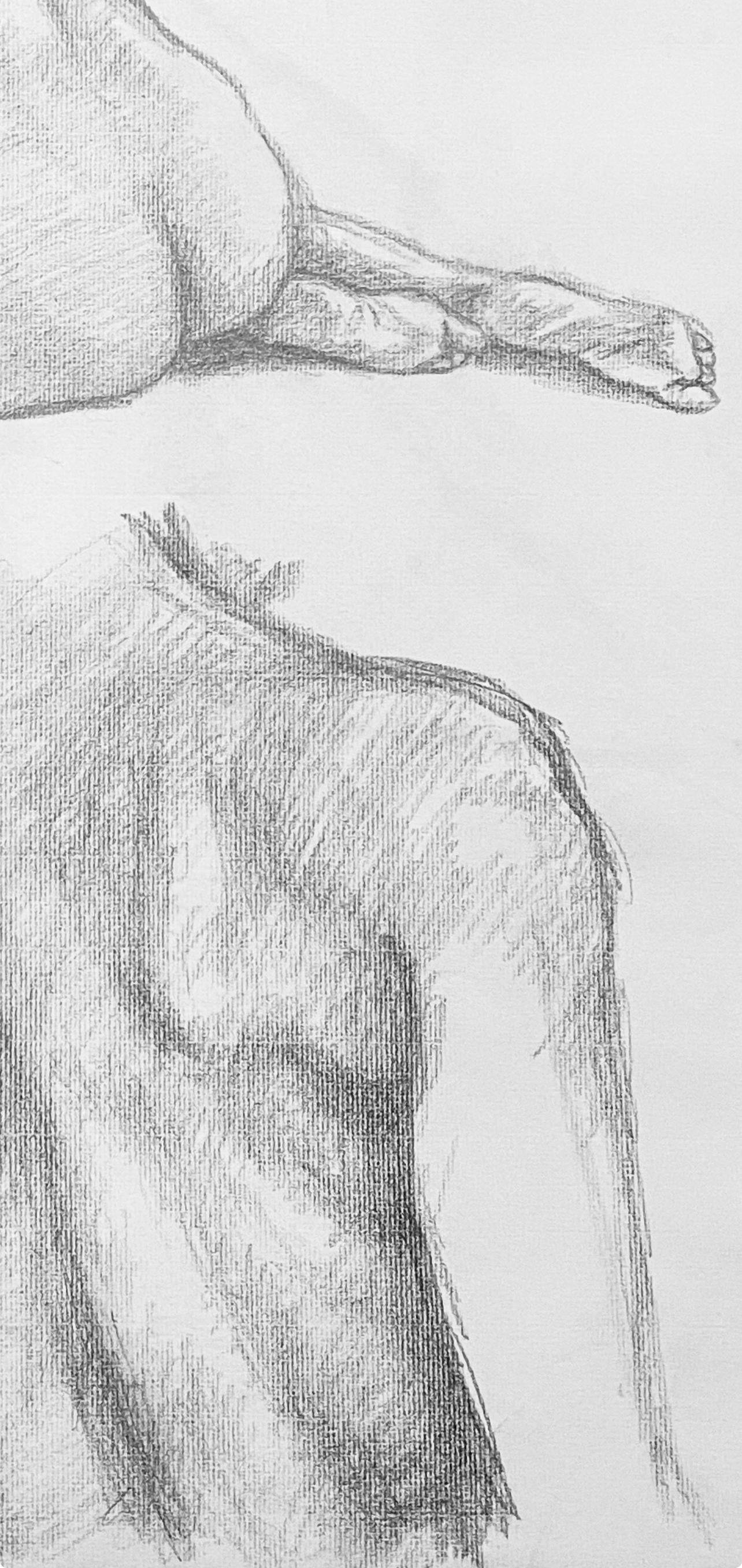 Ian Hornak, Renaissance Male and Female Nude Figure Study, 1963, Original Drawing