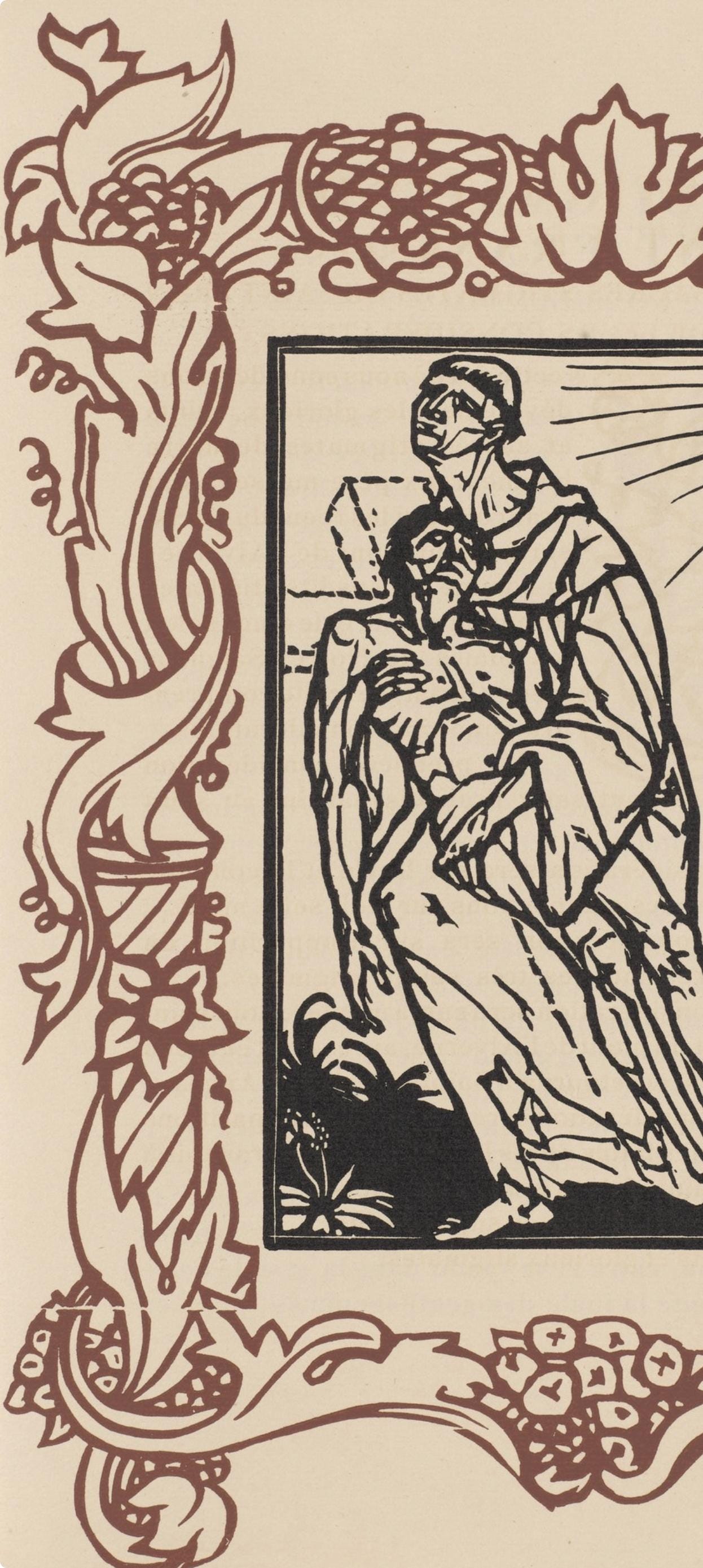 Émile Bernard, Composition (Morane, No. 100), Les Petites Fleurs de St. Françoise, Limited Edition Woodcut