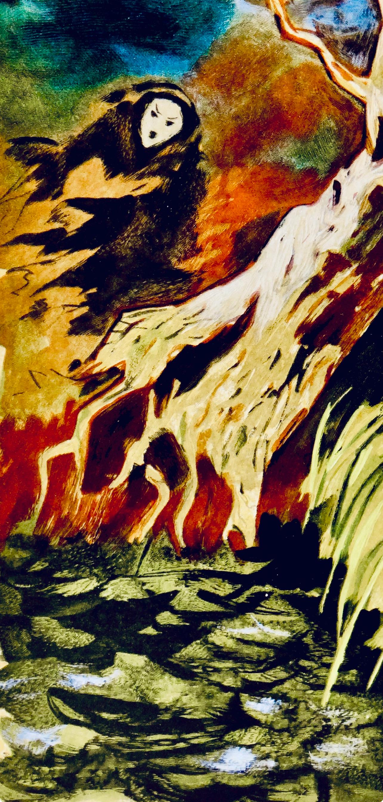 Roldán Oudot, El roble y la caña, Vingt fables de La fontaine, Limited Edition Woodcut