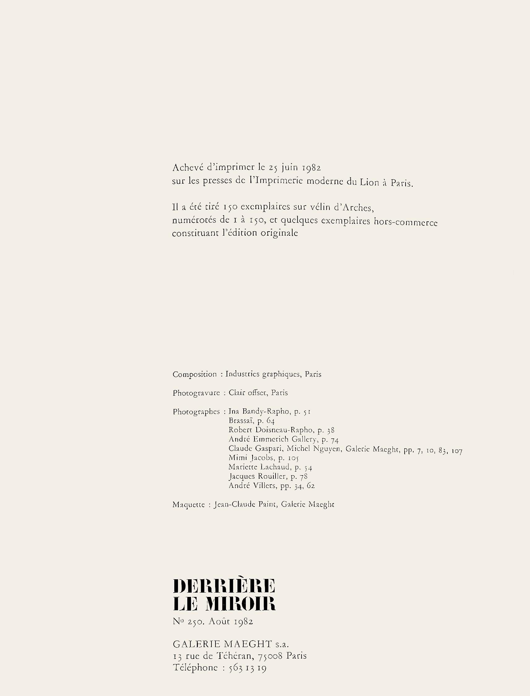 Ellsworth Kelly, Lotus (Axsom I-C), Hommage à Aimé et Marguerite Maeght, Derrière le miroir, Limited Edition Lithograph