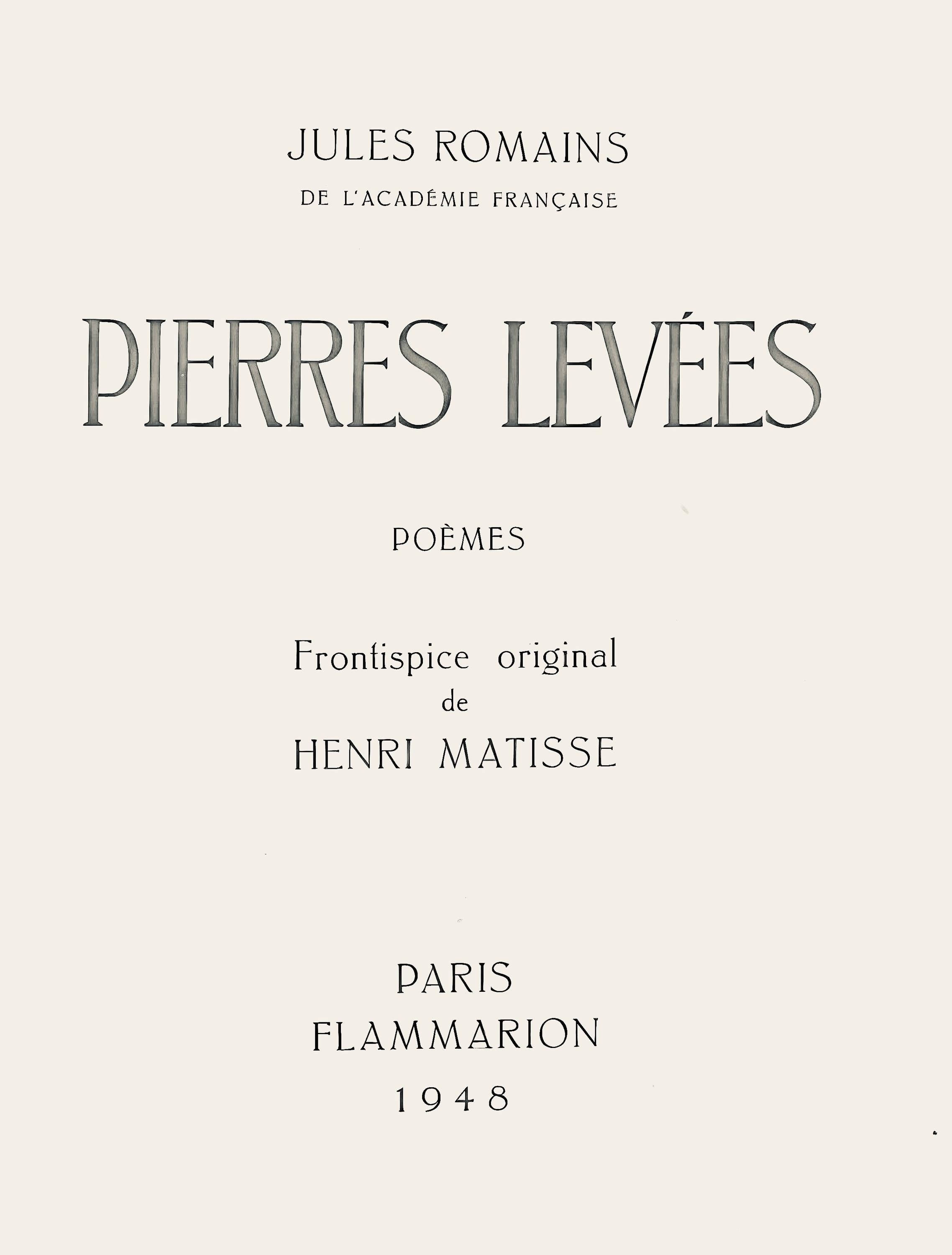 Henri Matisse, Tête de Femme (Duthuit 23), Pierres Levees, Poèmes, Limited Edition Lithograph