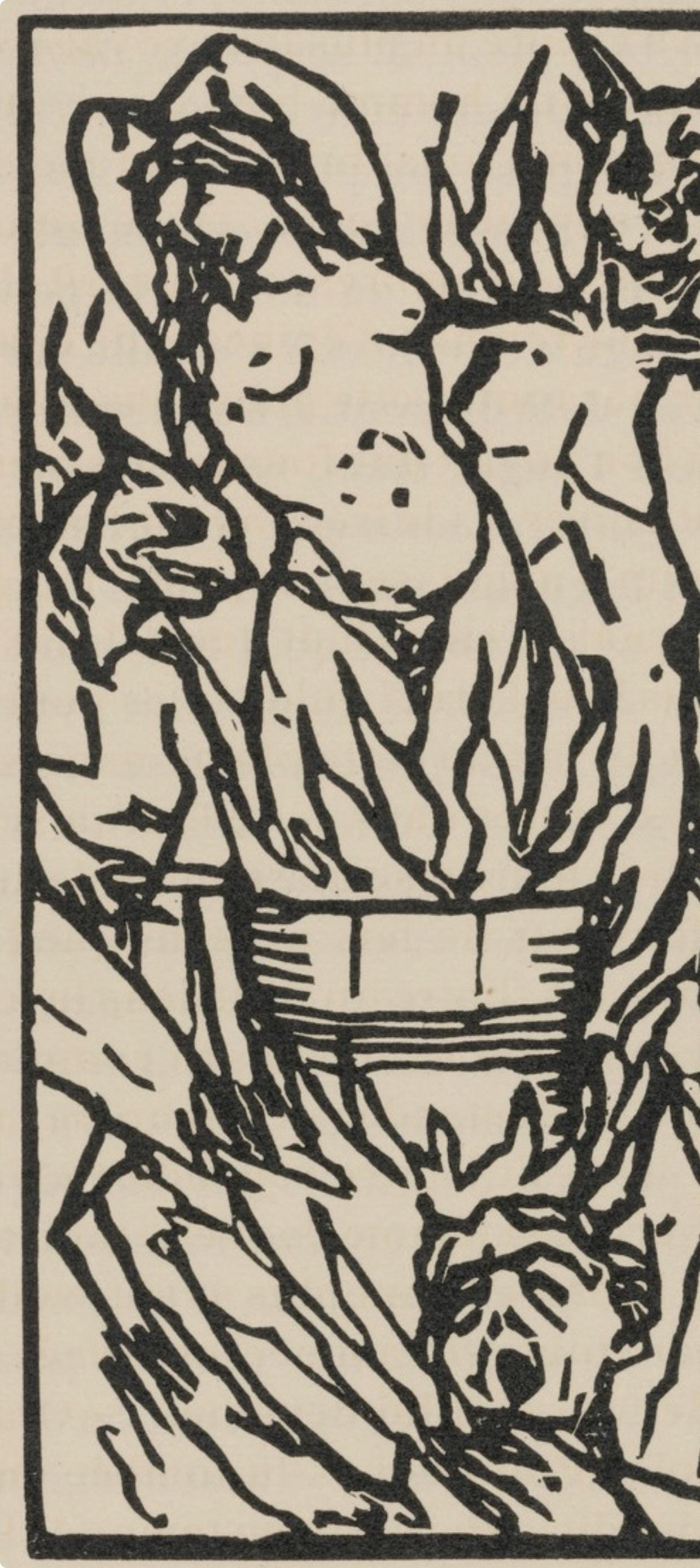 Émile Bernard, Composition (Morane, No. 100), Les Petites Fleurs de St. Françoise, Limited Edition Woodcut