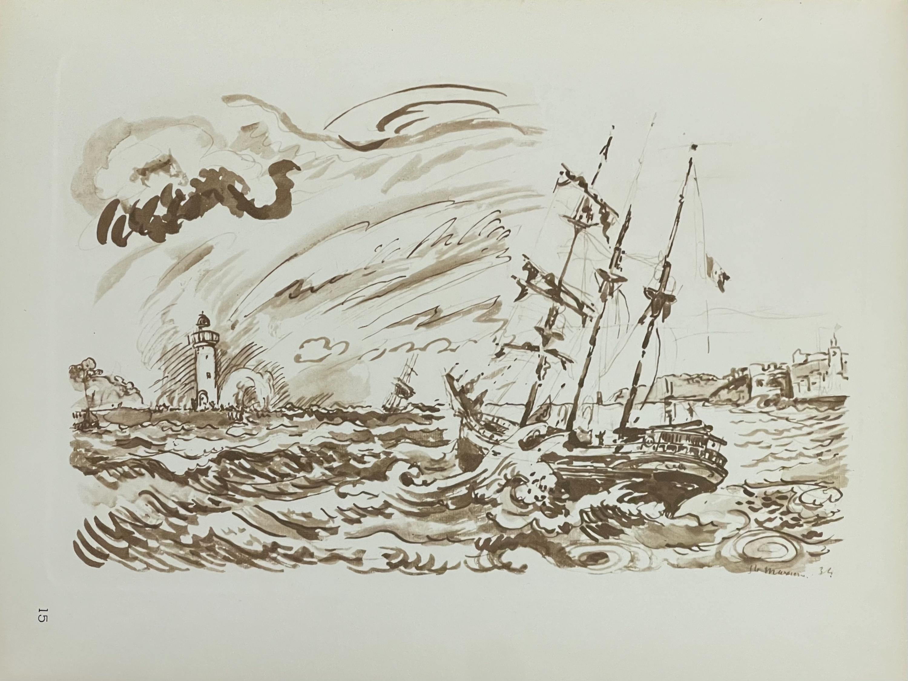 Paul Signac, Le trois-mâts au plein, Signac Dessins, Limited Edition Lithograph