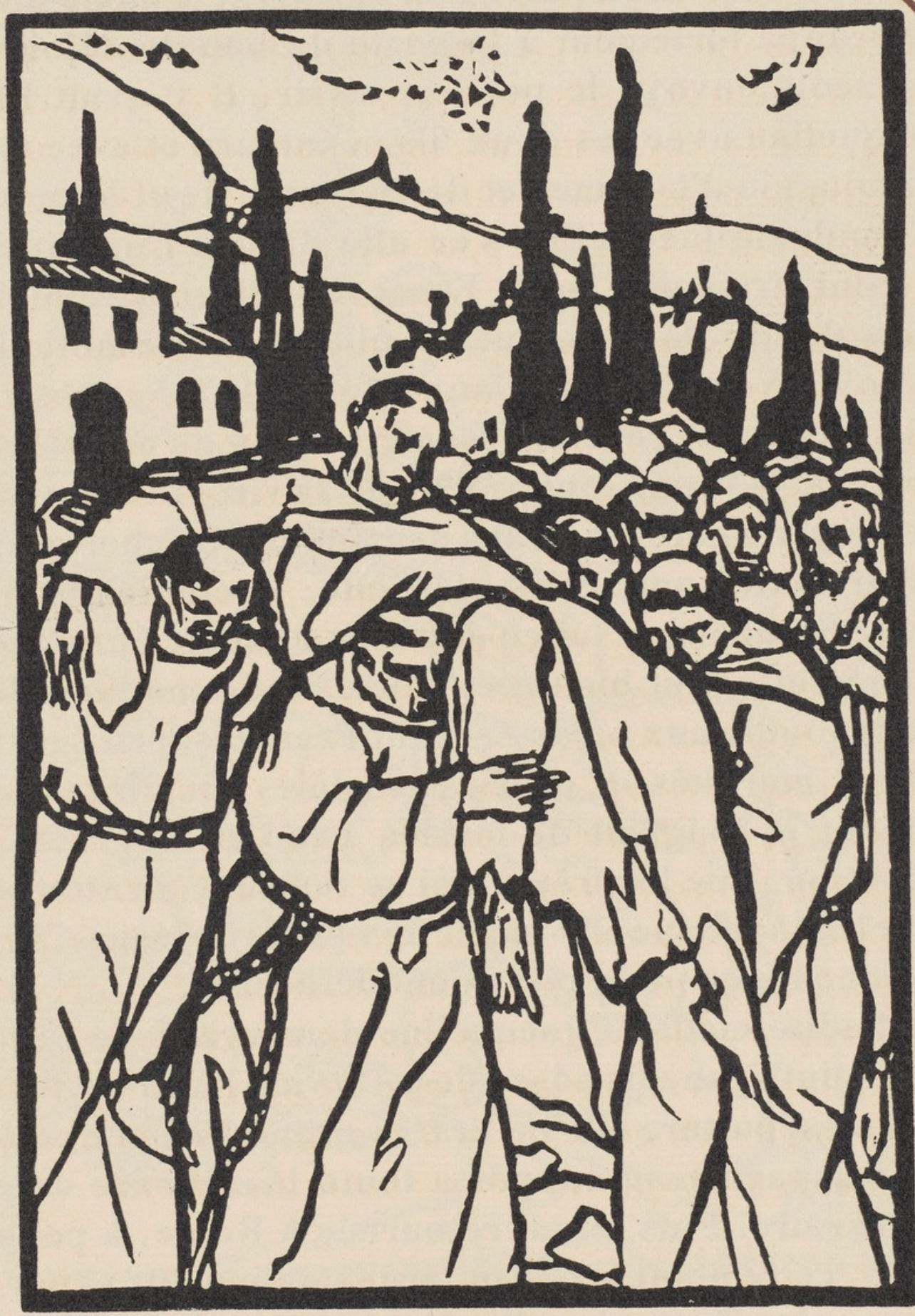 Émile Bernard, Composition (Morane, No. 100), Les Petites Fleurs de St. Françoise, Limited Edition Woodcut