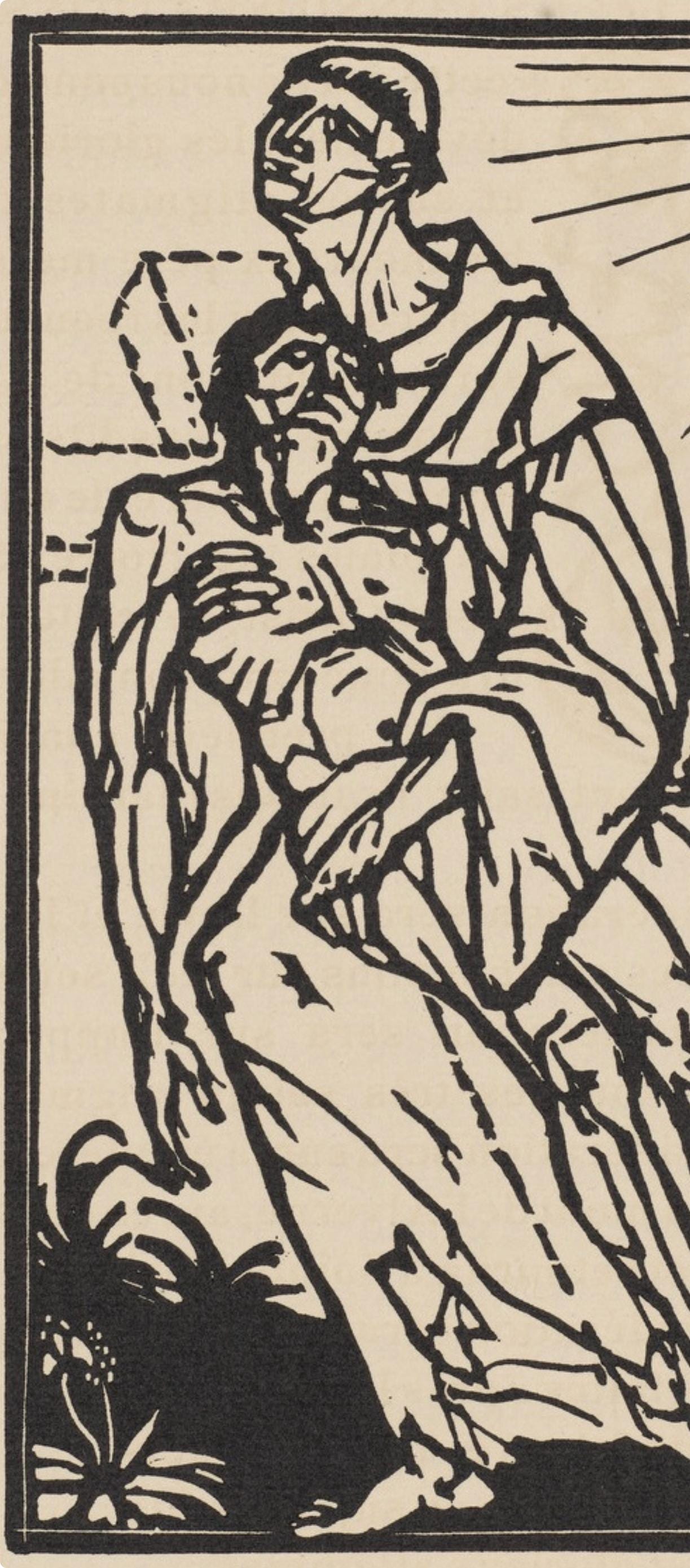 Émile Bernard, Composition (Morane, No. 100), Les Petites Fleurs de St. Françoise, Limited Edition Woodcut