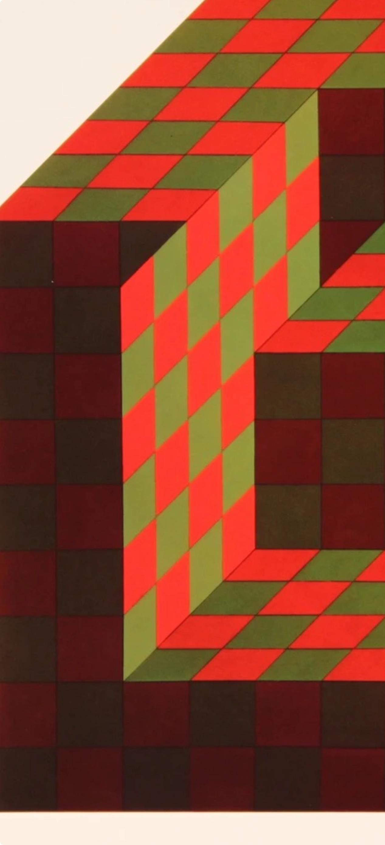 Victor Vasarely, Composition, Hexagone, Limited Edition Héliogravure