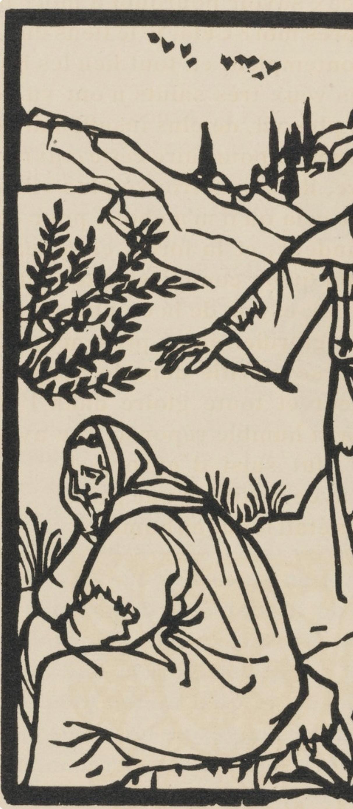 Émile Bernard, Composition (Morane, No. 100), Les Petites Fleurs de St. Françoise, Limited Edition Woodcut