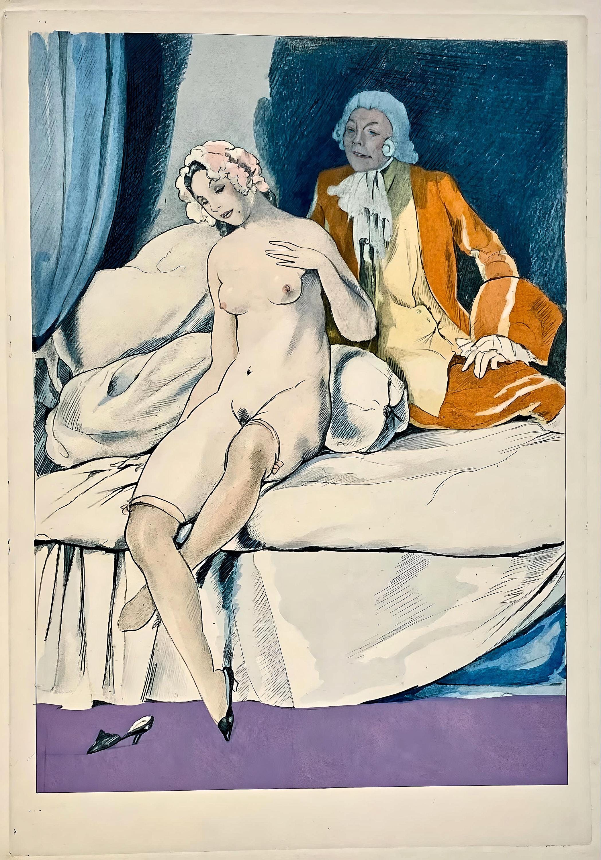 Umberto Brunelleschi, Composition, La Leçon d'amour dans un parc, Limited Edition Lithograph