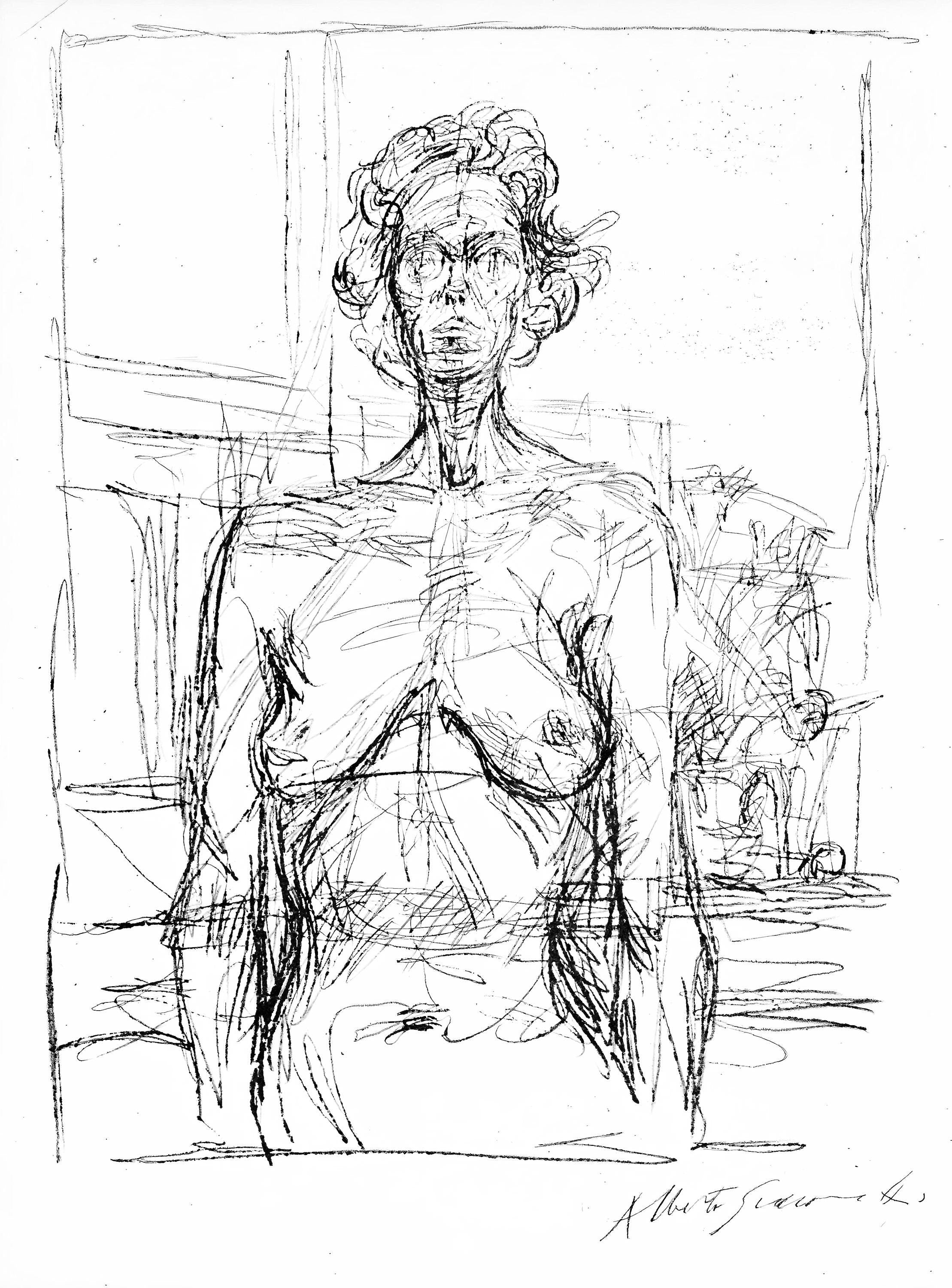 Alberto Giacometti, Composition (Kornfeld 322; Lust 32), Derrière le miroir, Limited Edition Lithograph