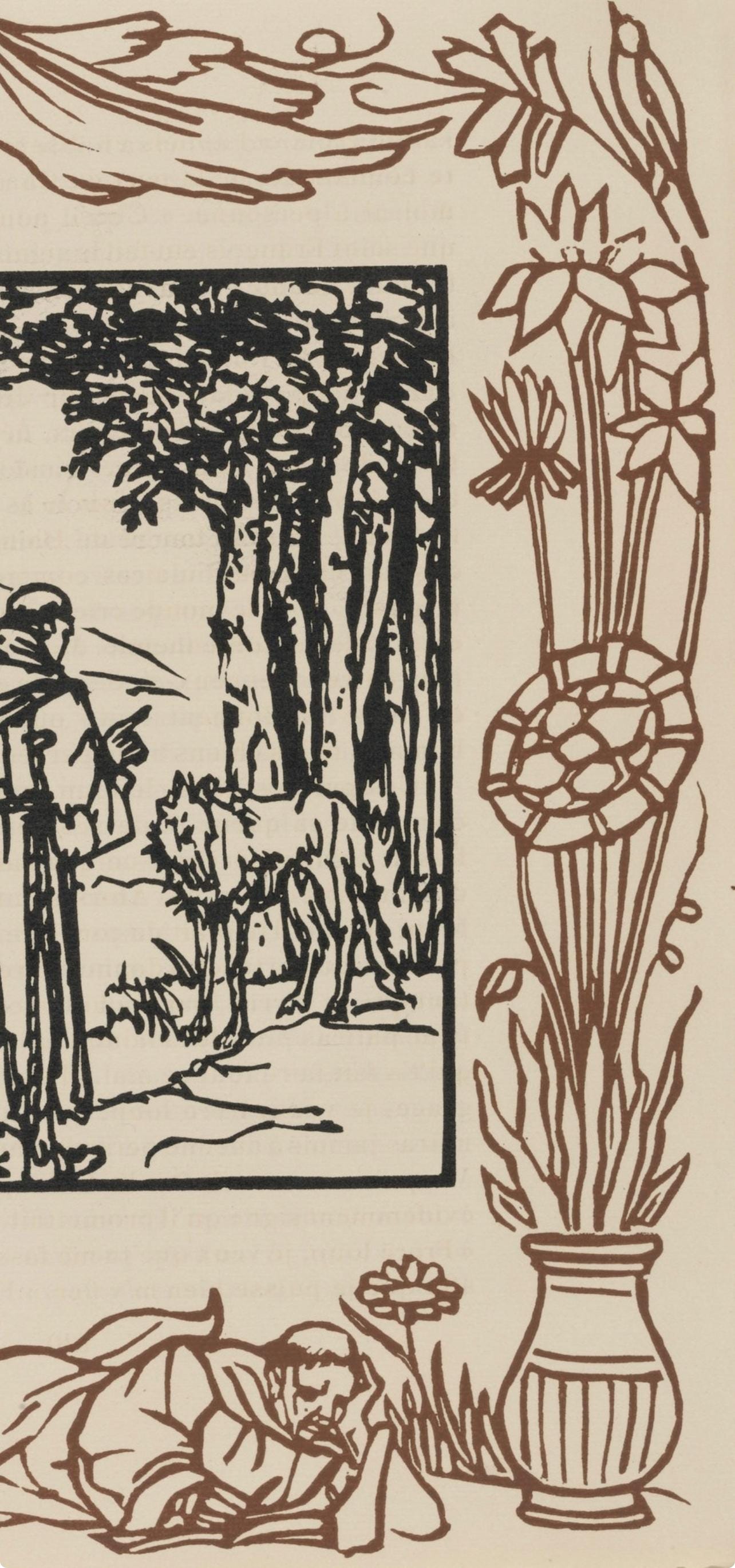 Émile Bernard, Composition (Morane, No. 100), Les Petites Fleurs de St. Françoise, Limited Edition Woodcut