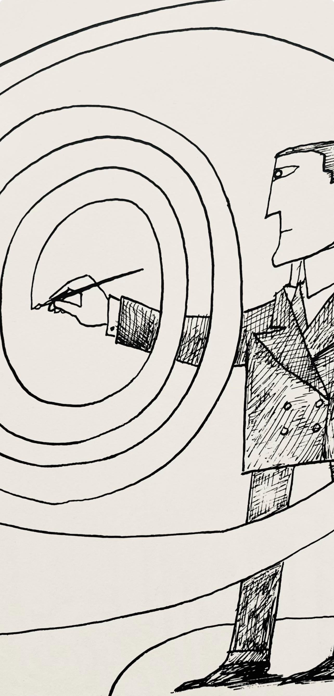 Saul Steinberg, Composition, Derrière le miroir, Limited Edition Lithograph