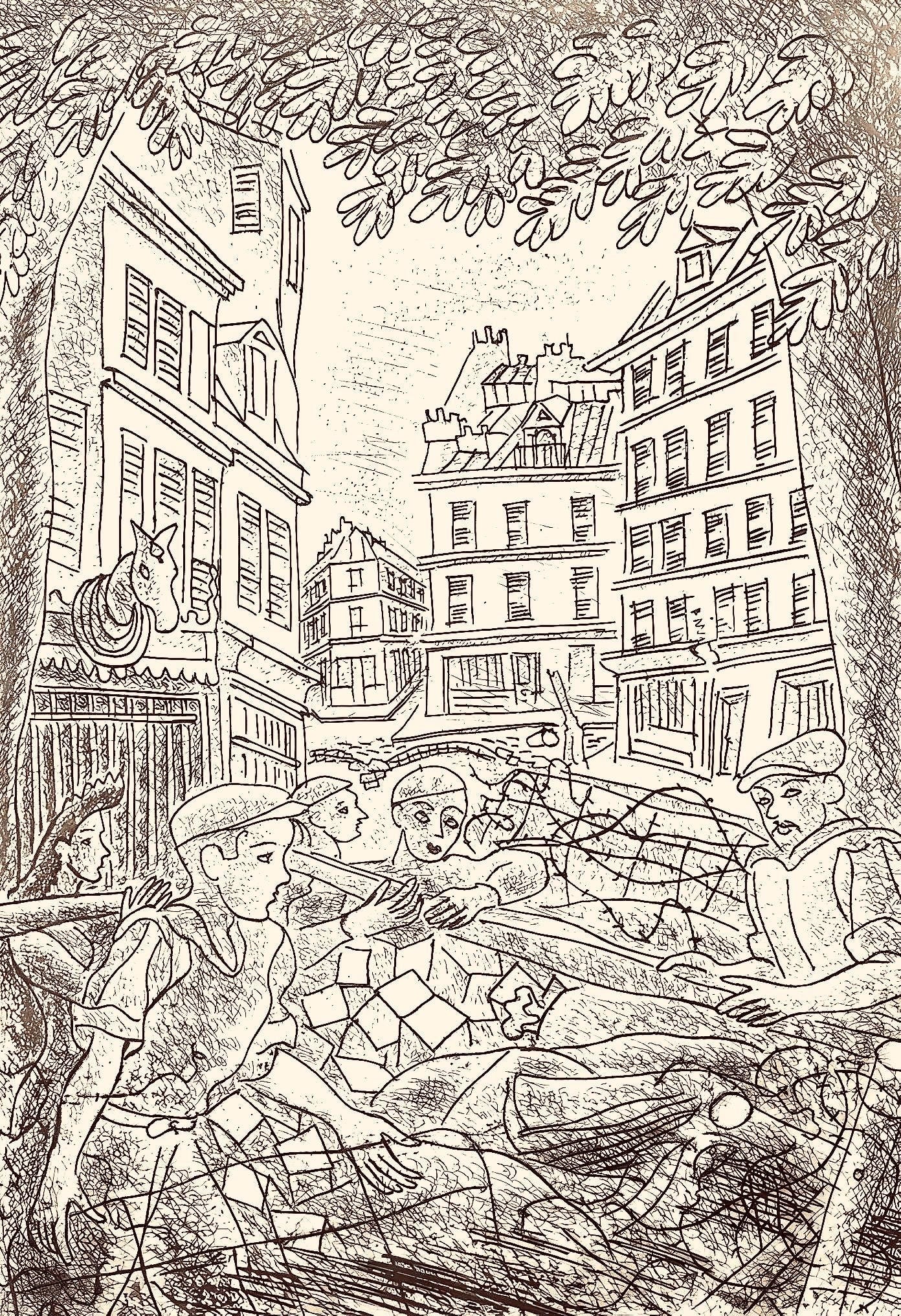 Louis Touchagues, Composition, Jours de gloire, Histoire de la libération de Paris, Limited Edition Etching