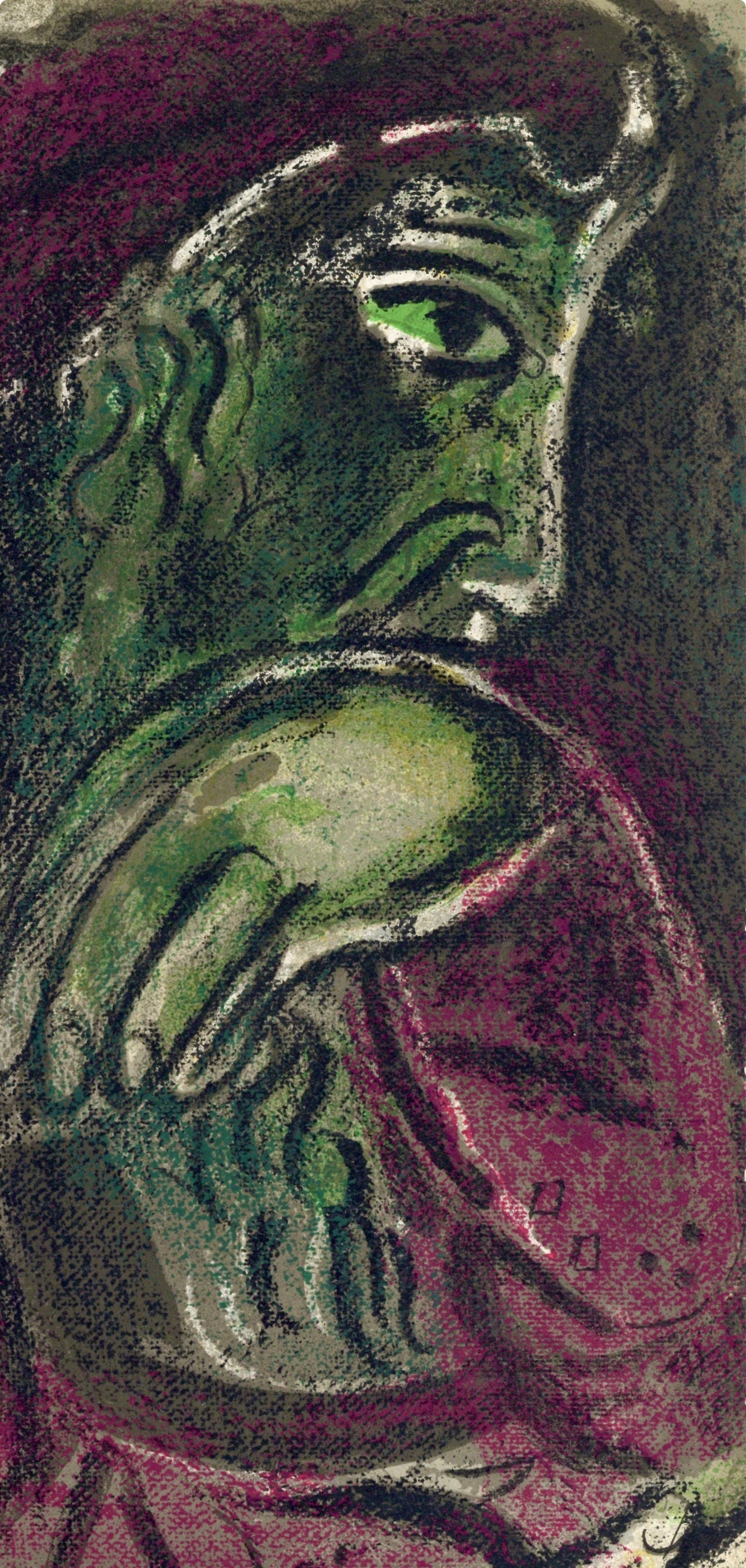 Marc Chagall, Job in despair (Mourlot 117-46; Cramer 25), Drawings from the Bible by Marc Chagall, Verve: Revue, Limited Edition Lithograph
