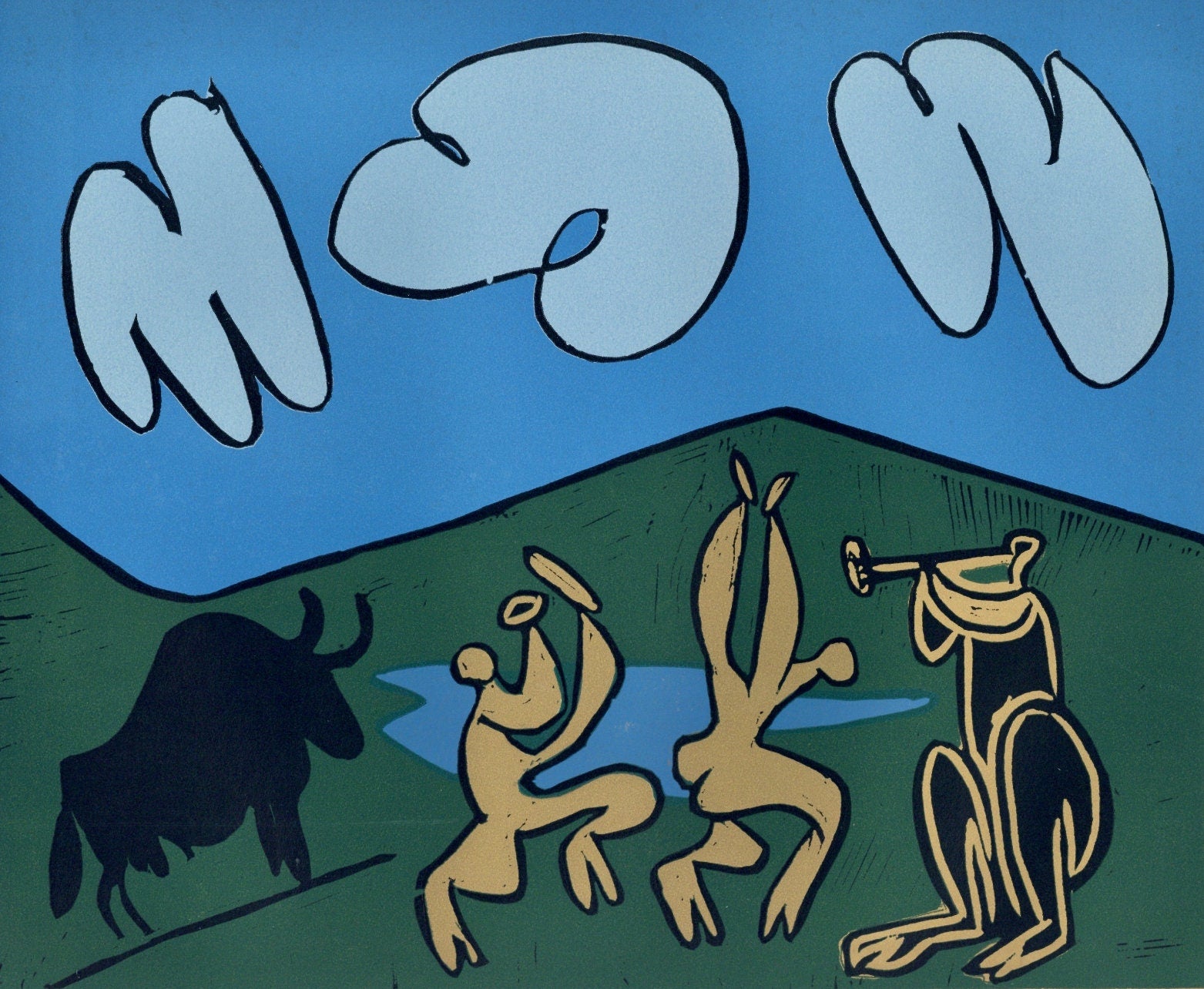 Pablo Picasso, Bacchanal with a Black Bull (Orozco 214), Grabados al linóleo, Limited Edition Linocut