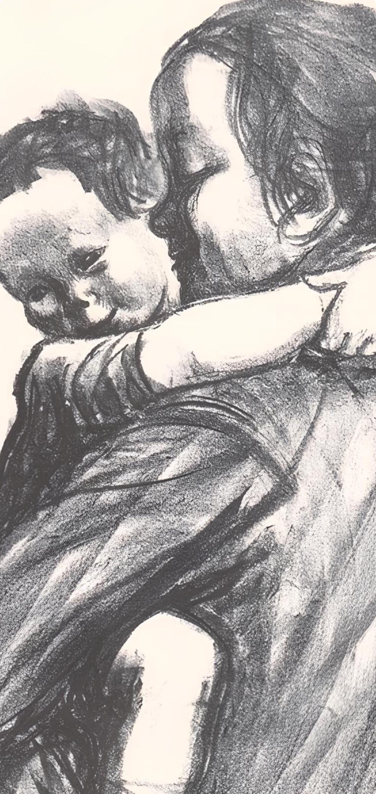 Käthe Kollwitz, Boy with Arms around Mother’s Neck (Mutter mit Jungen, seine Arme um ihren Hals), Limited Edition Lithograph