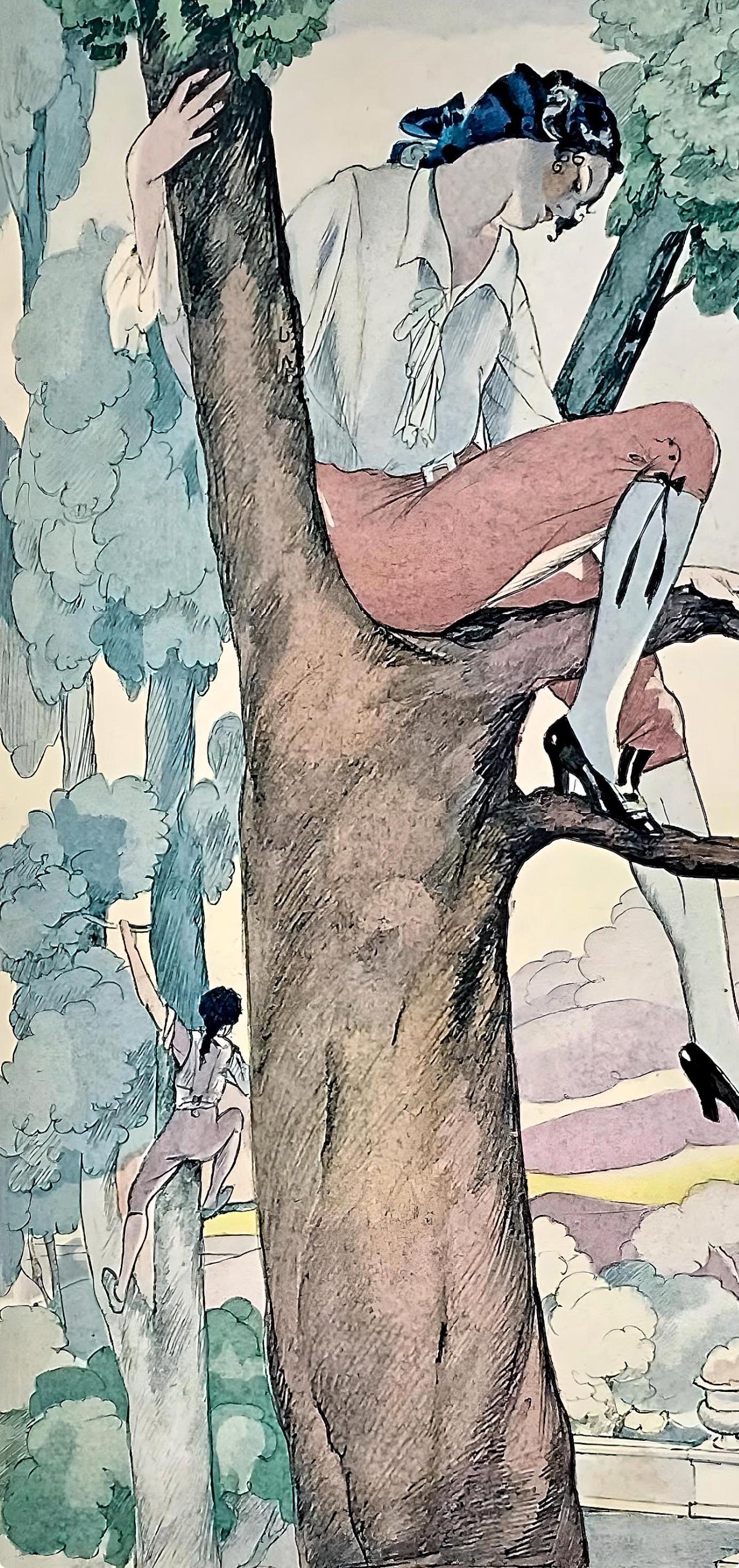 Umberto Brunelleschi, Composition, La Leçon d'amour dans un parc, Limited Edition Lithograph