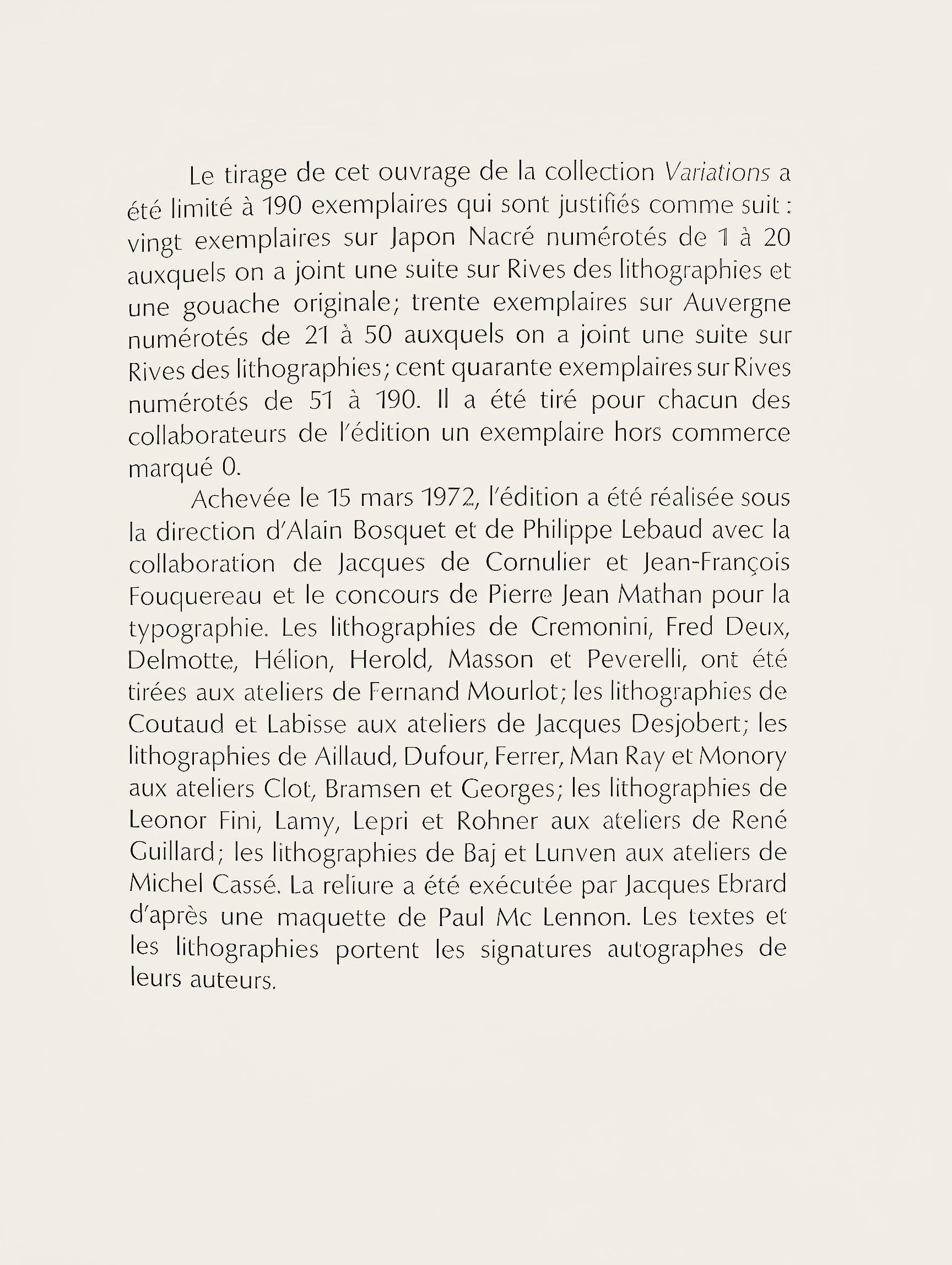 Enrico Baj, Composition, Variations sur l'imaginaire, Limited Edition Lithograph