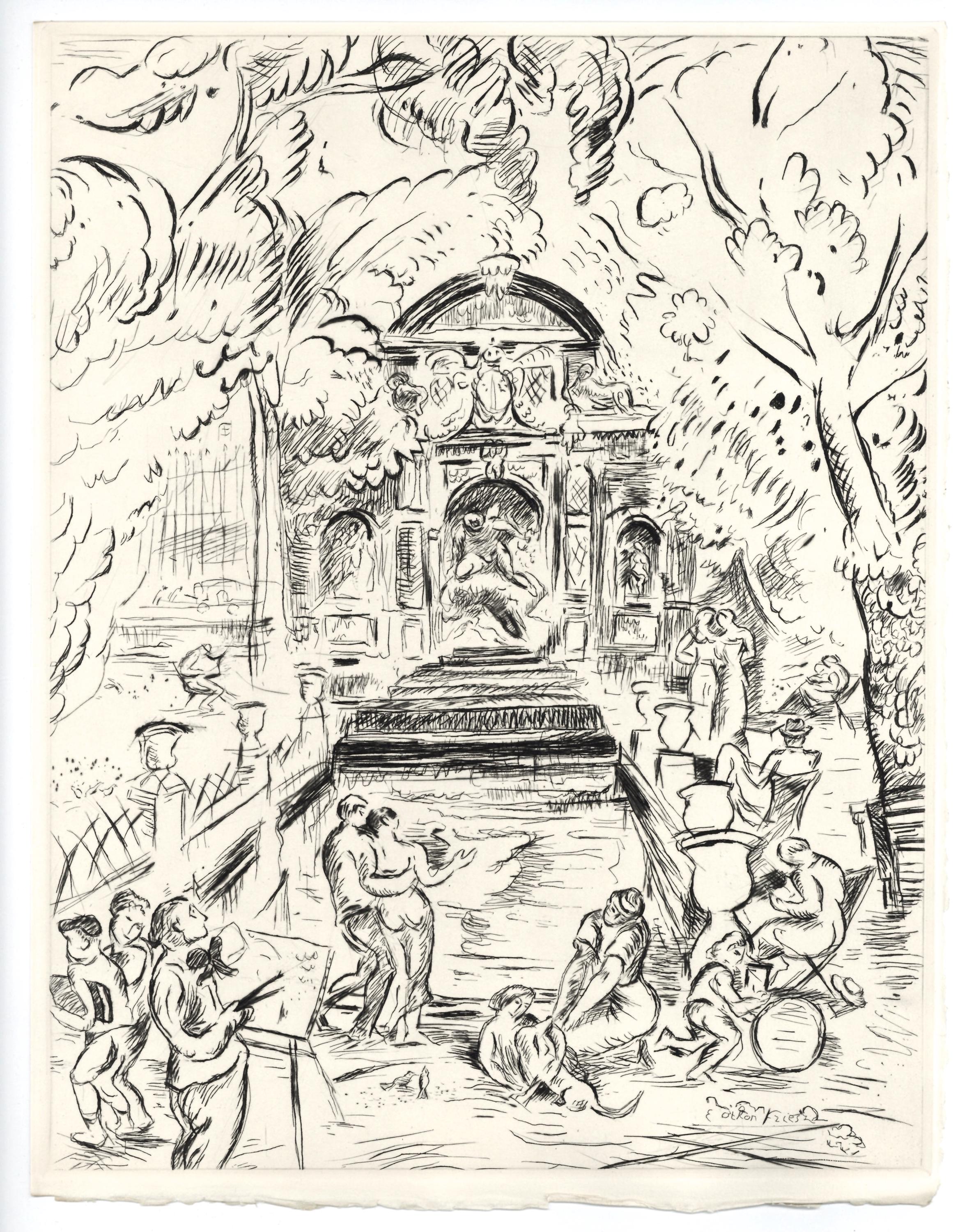 Achille-Émile Othon Friesz, Médici Fountain, Luxembourg Gardens, Paris, A La gloire à Paris, Limited Edition Etching