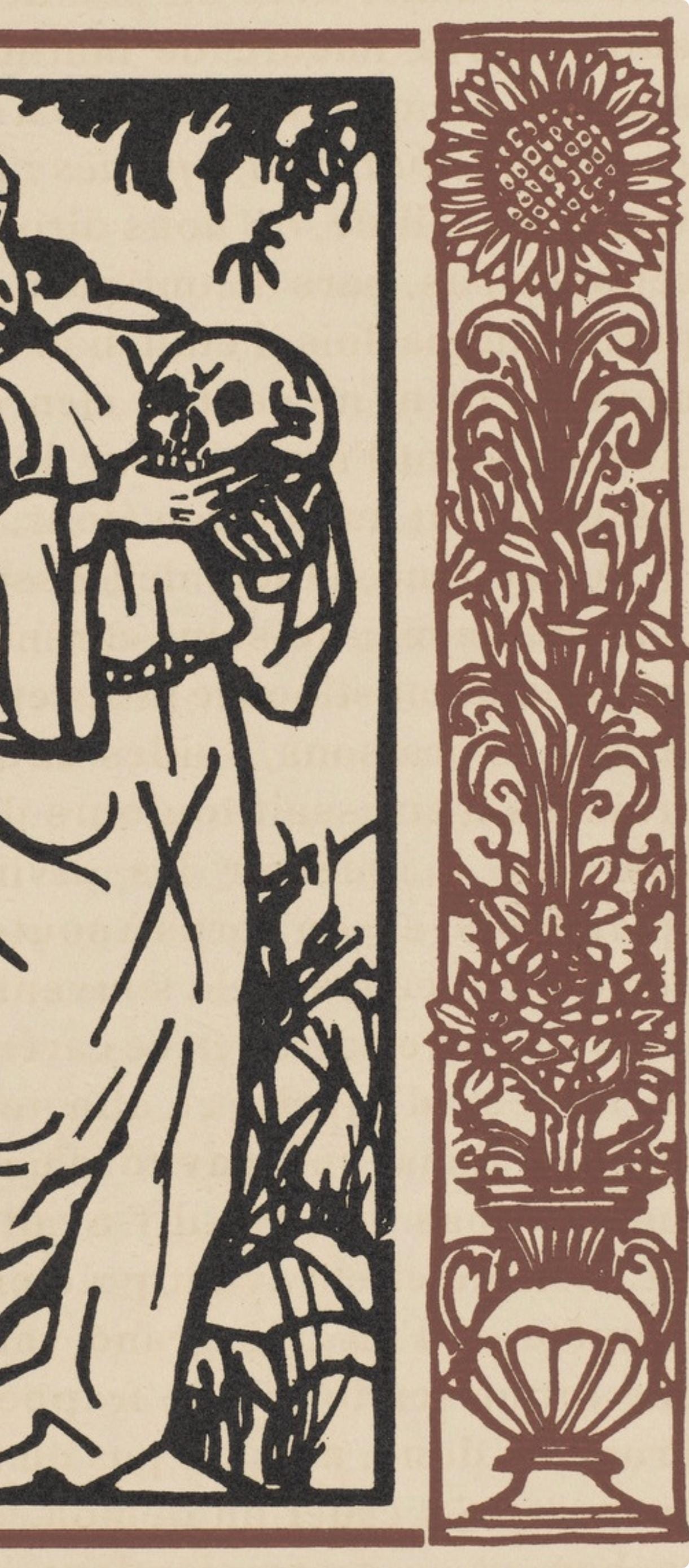 Émile Bernard, Composition (Morane, No. 100), Les Petites Fleurs de St. Françoise, Limited Edition Woodcut
