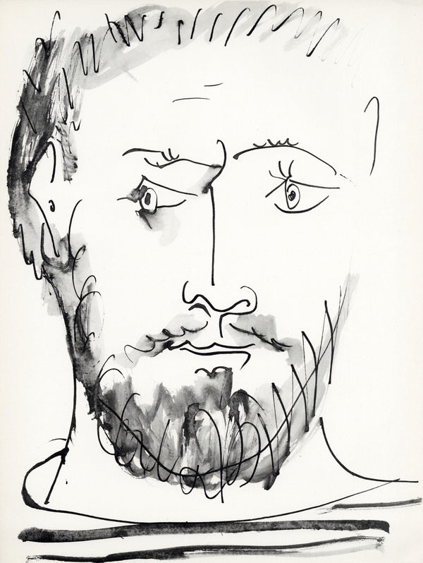 Pablo Picasso, Visage d'homme, profil droit (Cramer No. 84), 40 dessins de Picasso en marge du Buffon, Limited Edition Lithograph
