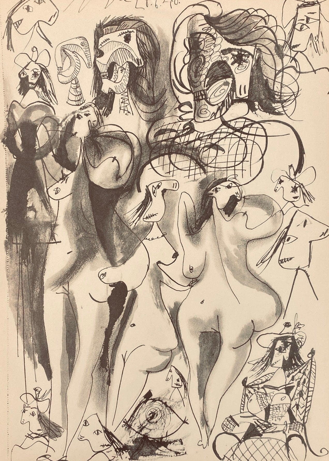 Pablo Picasso, Composition, Carnet de dessins de Picasso, Cahiers d’Art, Limited Edition Lithograph