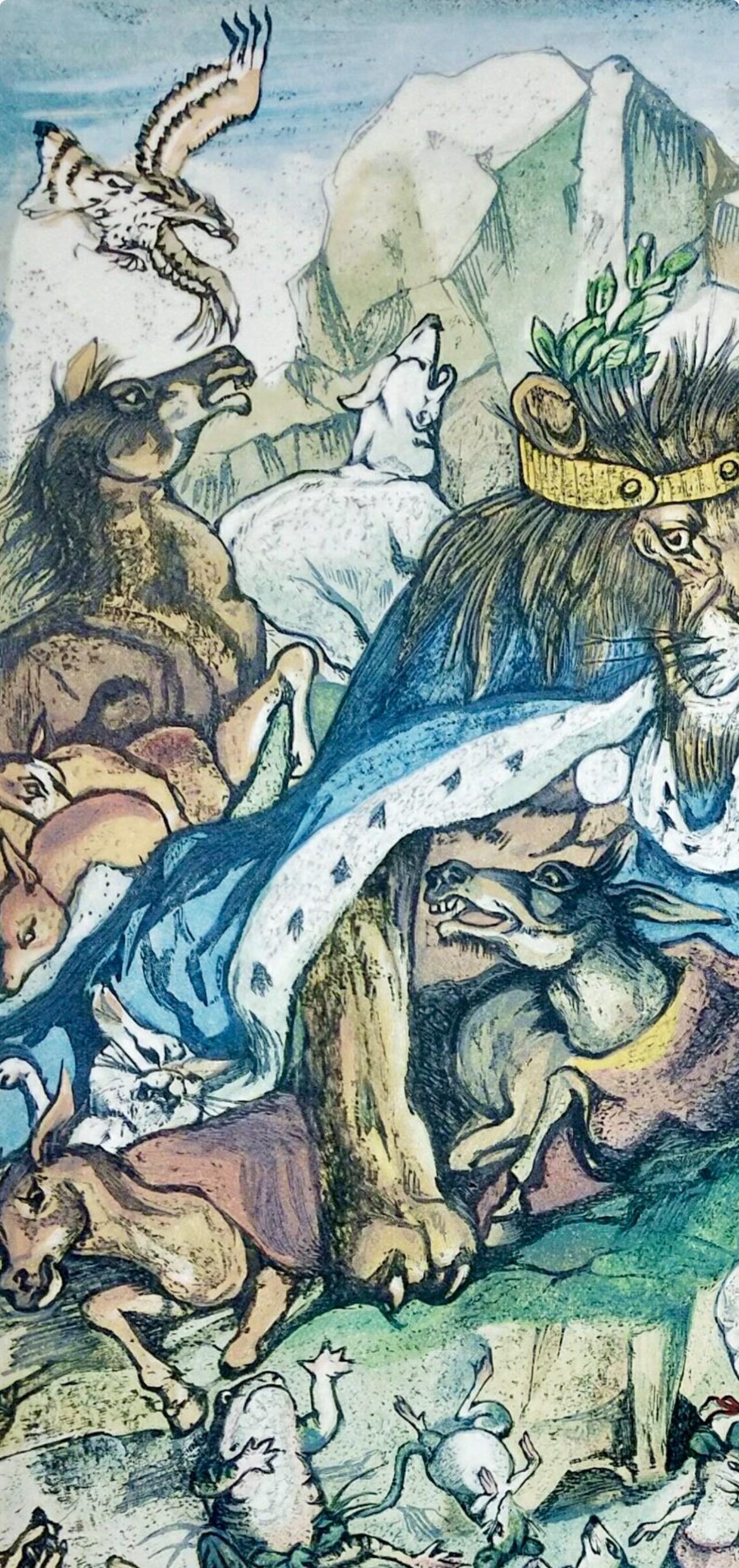 Léonard Tsugouharu Foujita (藤田 嗣治), Les animaux malades de la peste, Vingt fables de La fontaine, Limited Edition Woodcut