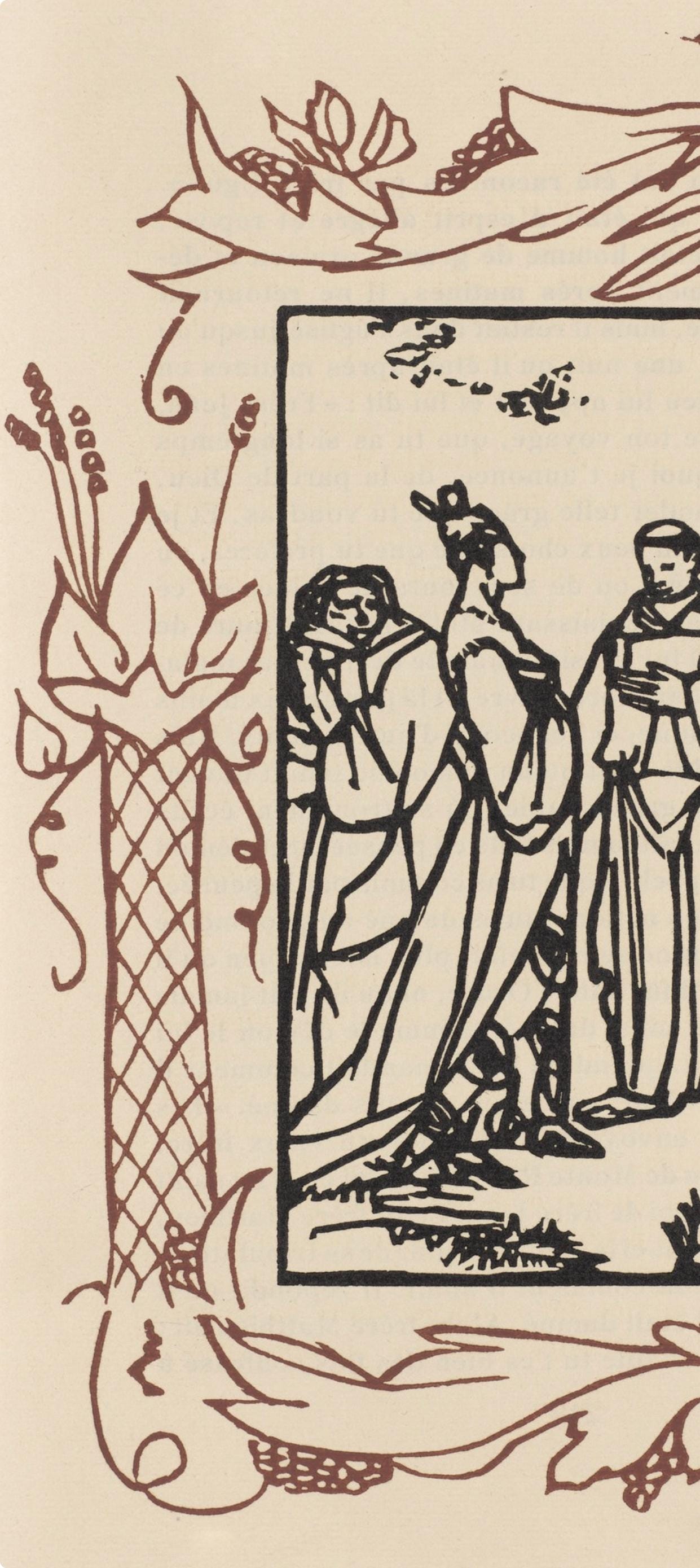 Émile Bernard, Composition (Morane, No. 100), Les Petites Fleurs de St. Françoise, Limited Edition Woodcut
