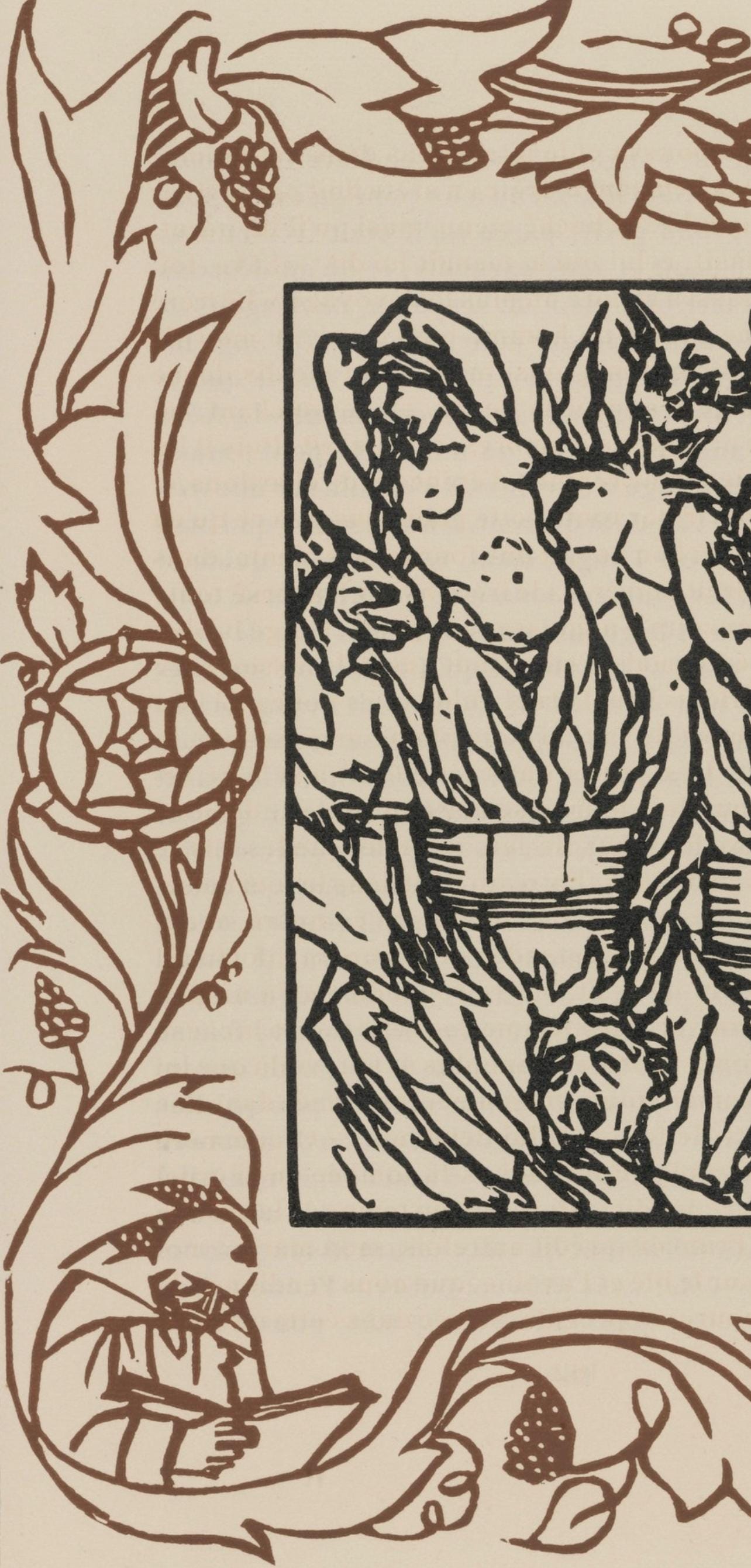 Émile Bernard, Composition (Morane, No. 100), Les Petites Fleurs de St. Françoise, Limited Edition Woodcut
