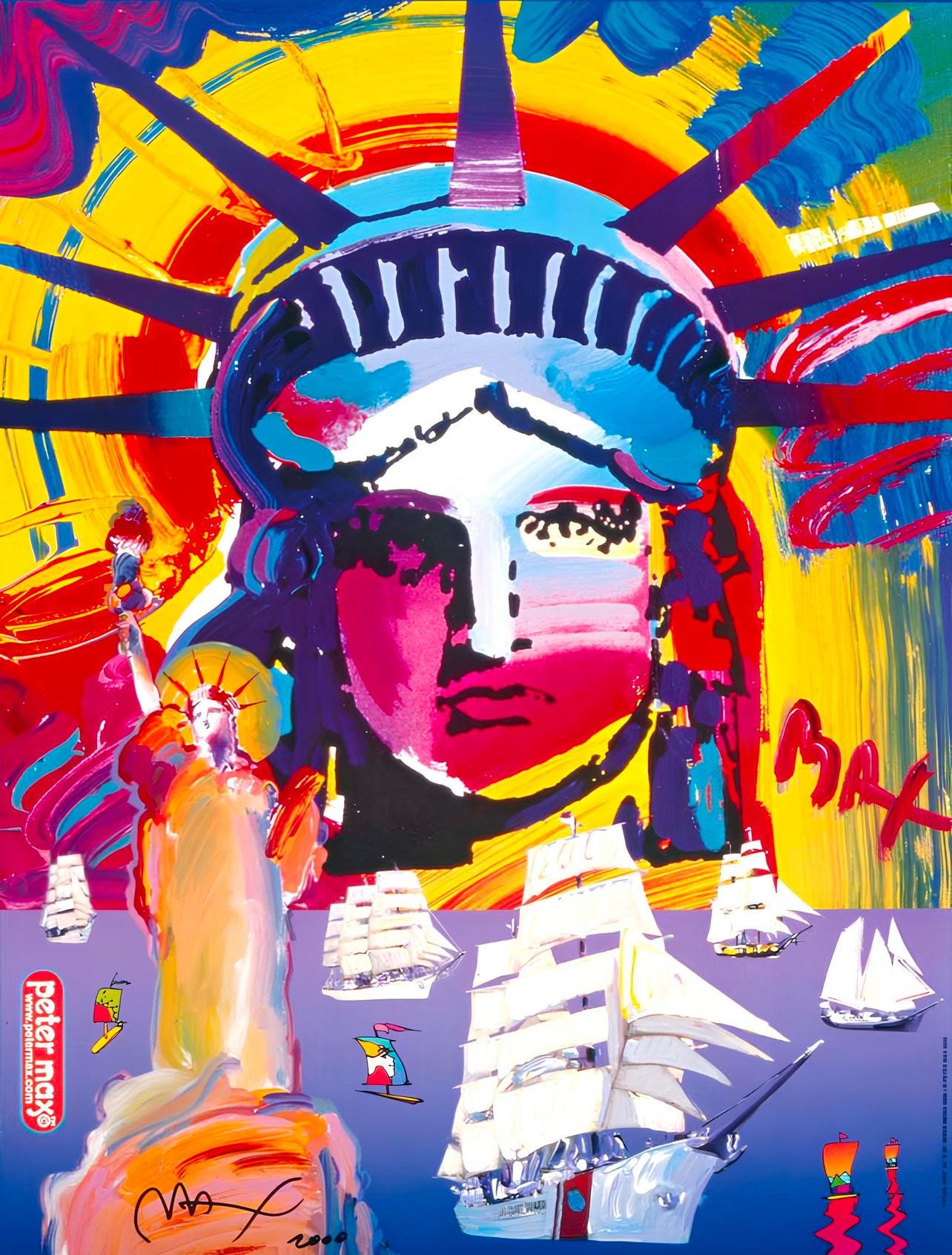 Peter Max, OPSAIL, 2000, Hand Signed, Official Edition Offset Lithograph