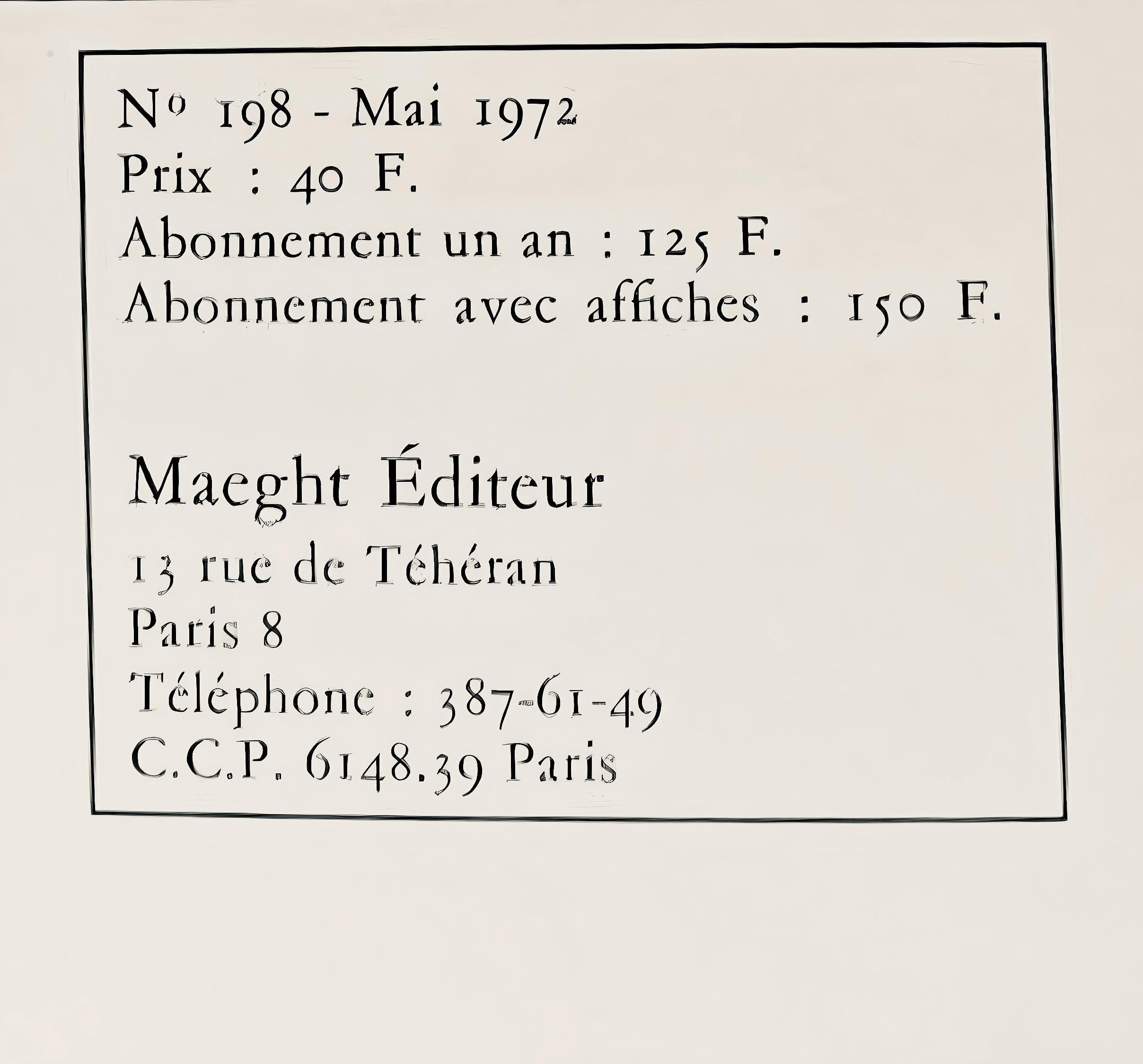 Marc Chagall, Composition (Cramer 91; Mourlot 651), Derrière le miroir, Limited Edition Lithograph