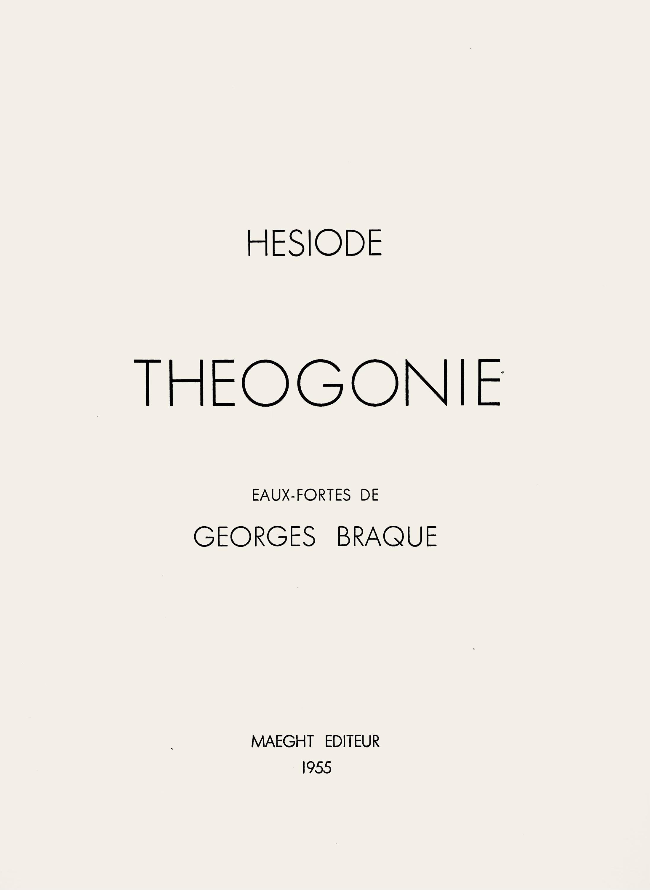 Georges Braque, Composition (Vallier 23), Hesiode, Théogonie, Derrière le miroir, Limited Edition Lithograph